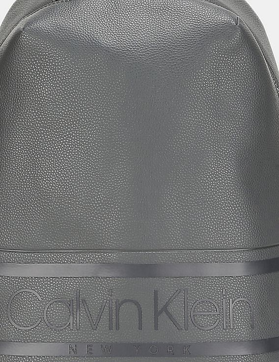 Calvin Klein Men Grey Panelled Brand Logo Textured Backpack