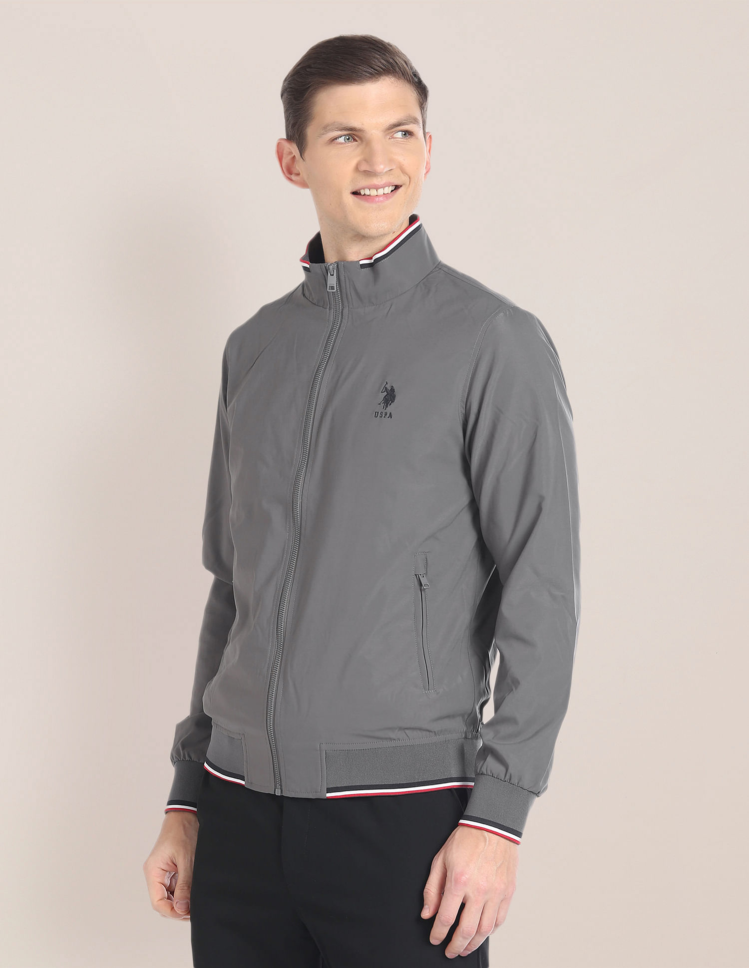 U.S. Polo Assn. High Neck Long Sleeve Casual Jacket