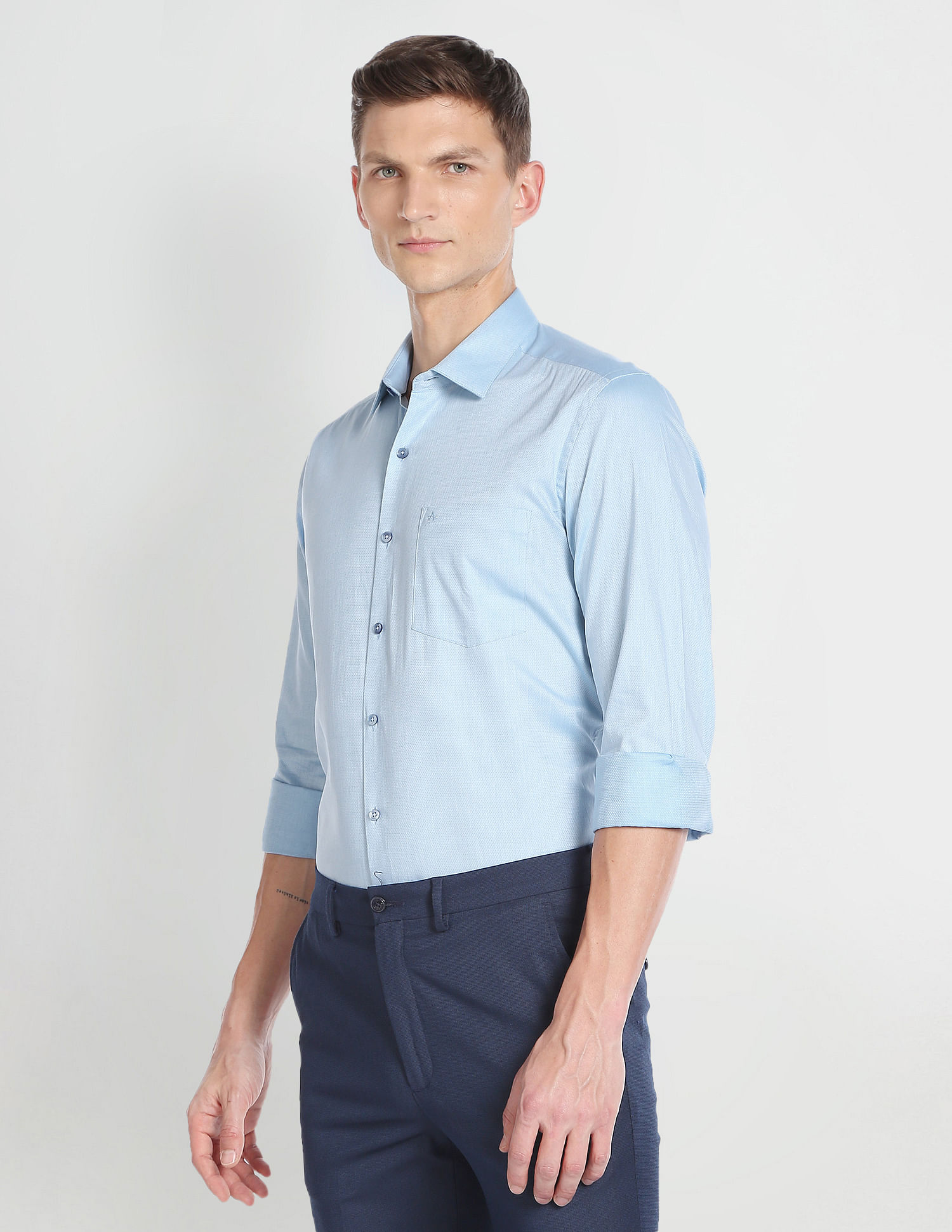 Arrow Patterned Dobby Slim Formal Shirt