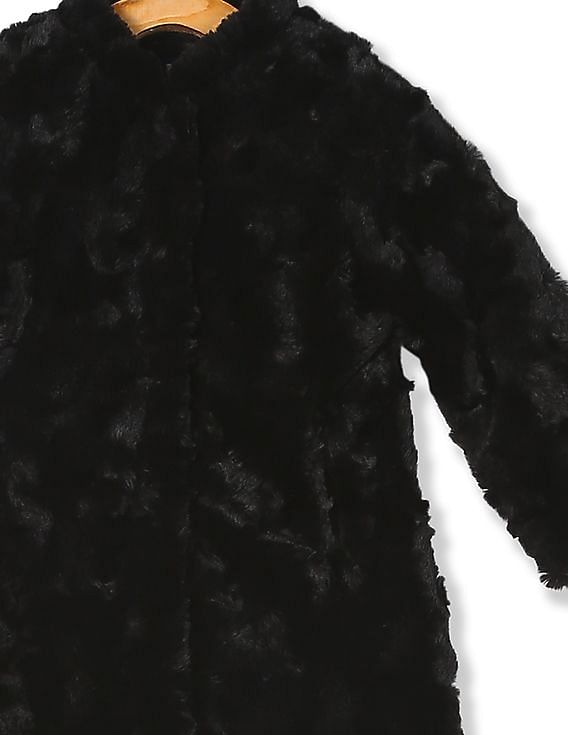 Girls black faux fur on sale jacket