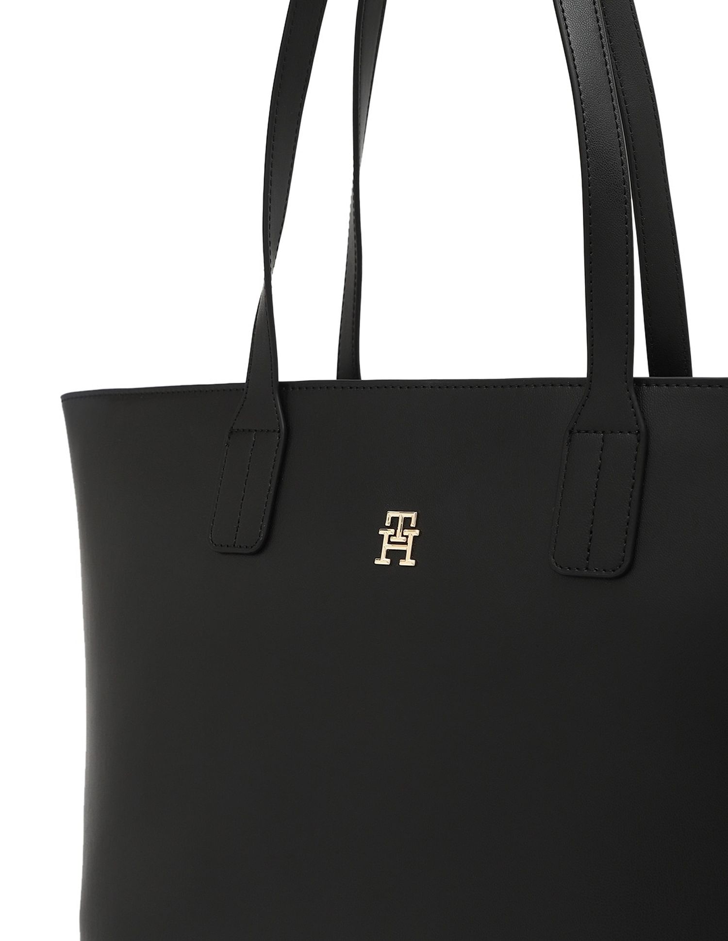 Tommy Hilfiger Printed Black PU Totes