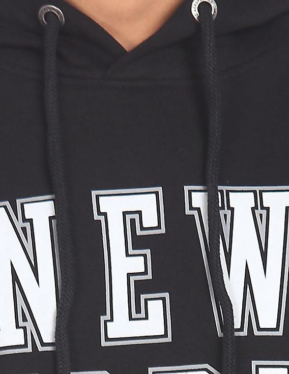 Aeropostale Men Black Long Sleeve Printed Hood Sweatshirt