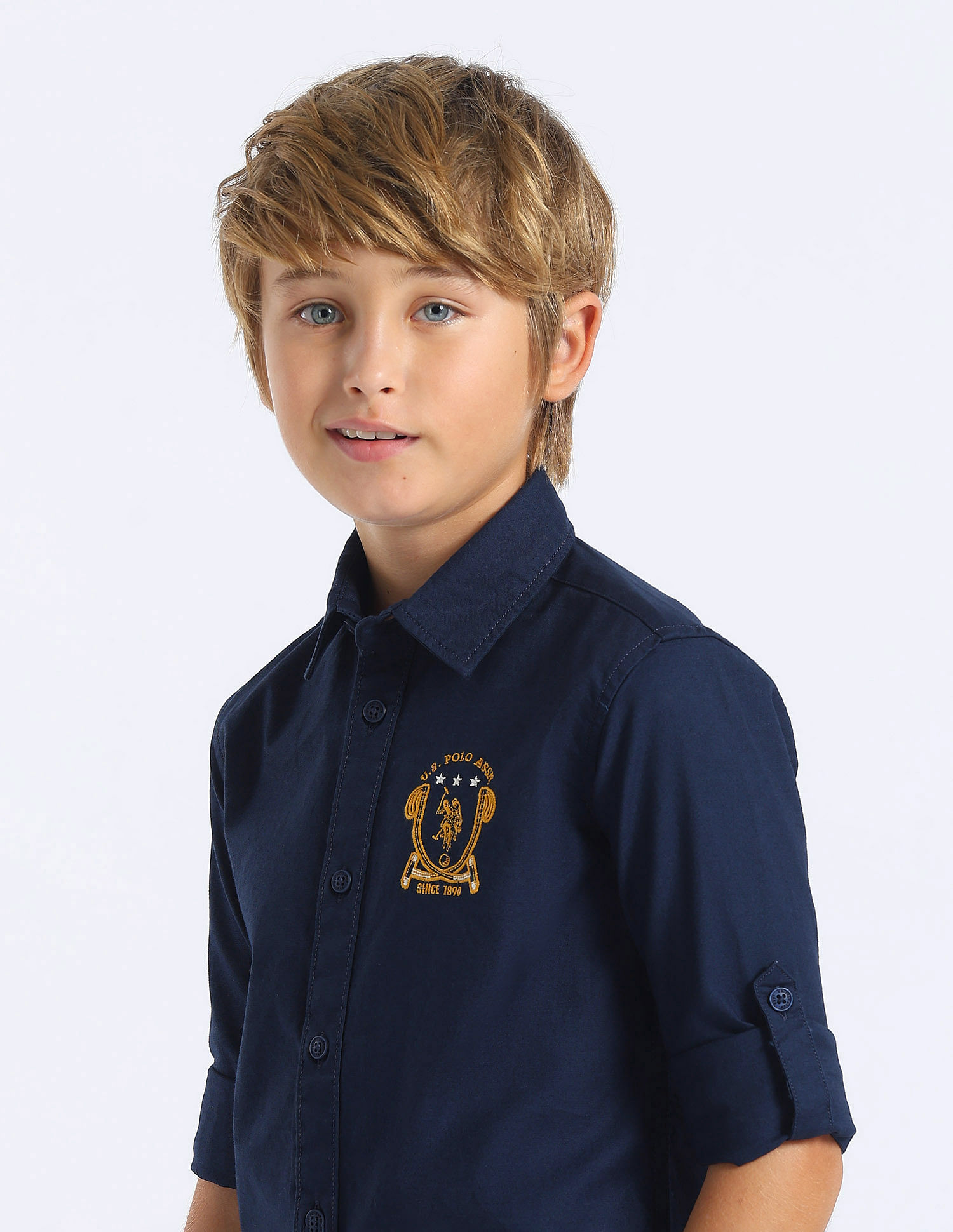 U.S. Polo Assn. Kids Boys Solid Regular Fit Shirt