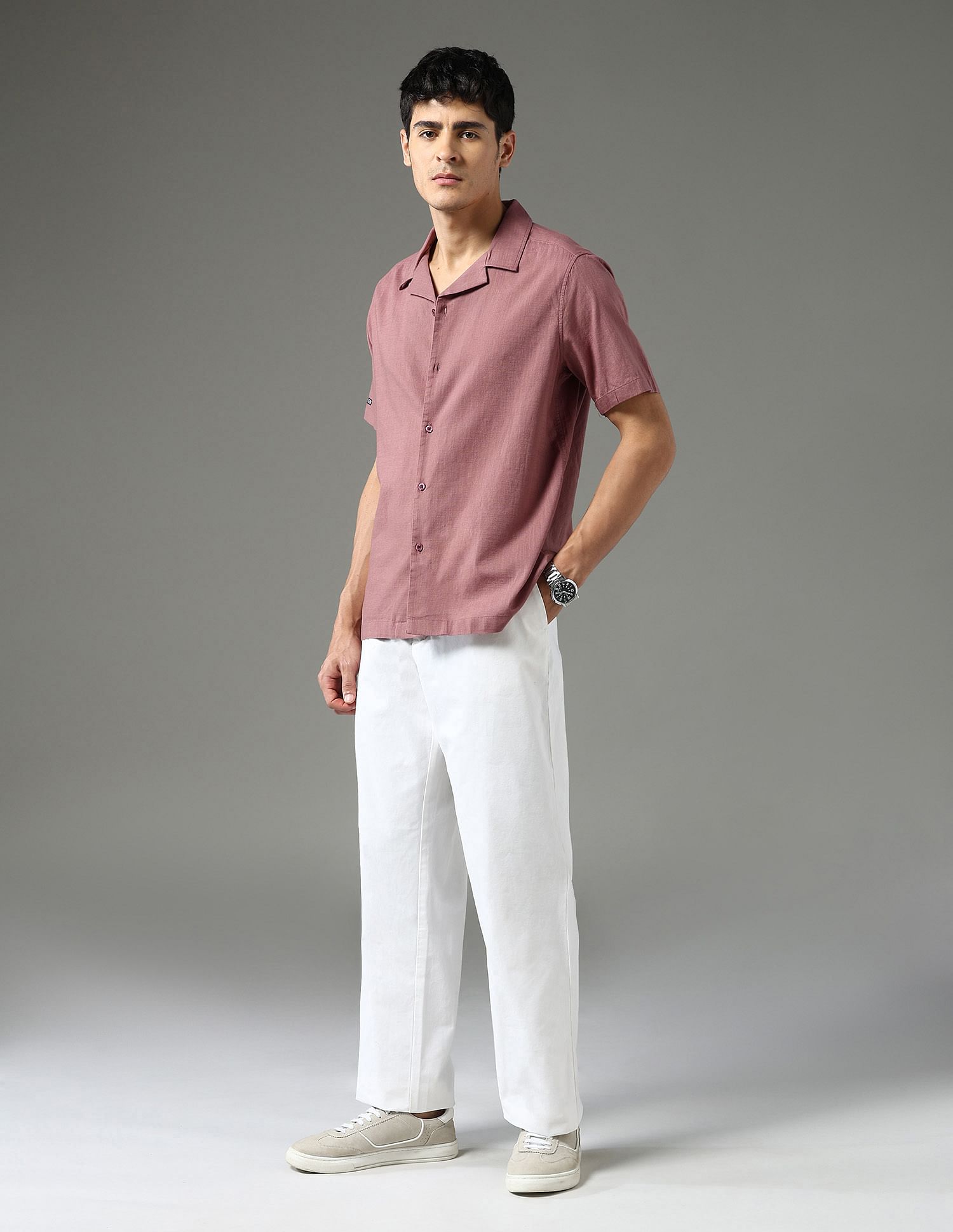 Arrow Sport Solid Regular Fit Night Is Young Shirt