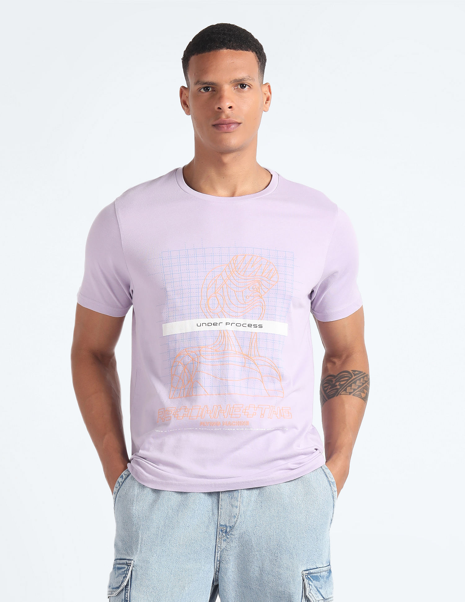 Flying Machine Graphic Print Cotton T-Shirt