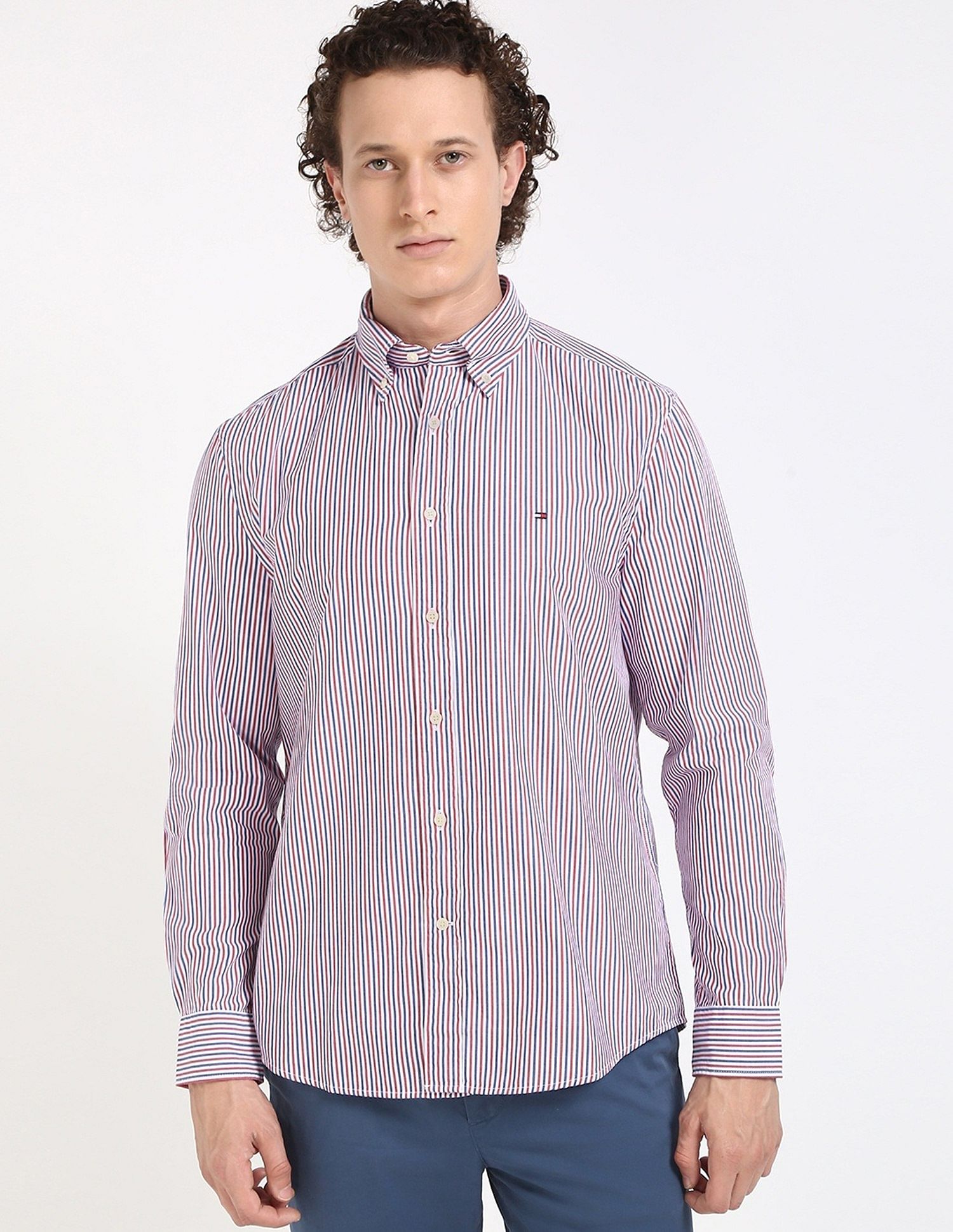 Tommy Hilfiger Striped Regular-Fit Poplin Woven Shirt