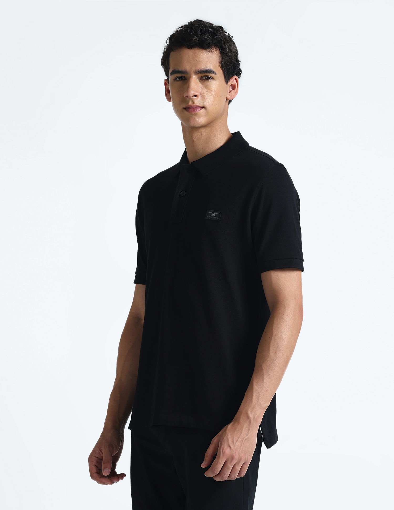 Flying Machine Solid Cotton Polo Shirt