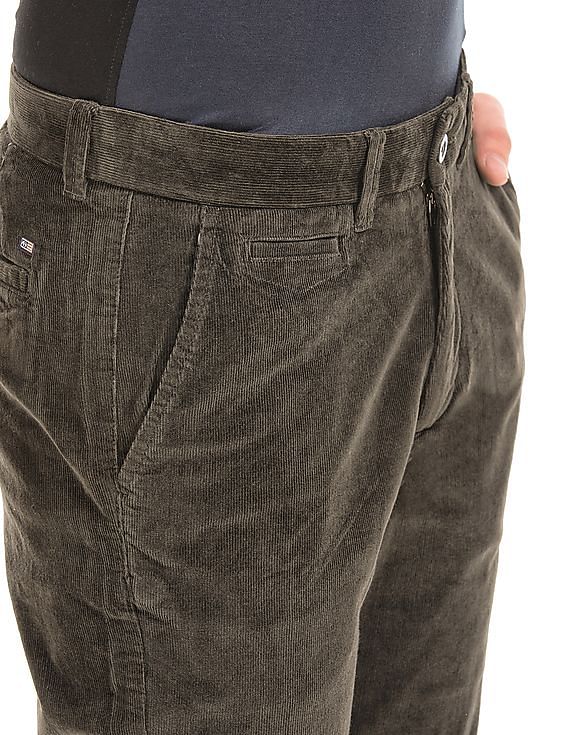 Aspesi Drawstring Corduroy Trousers Charcoal at CareOfCarl.com