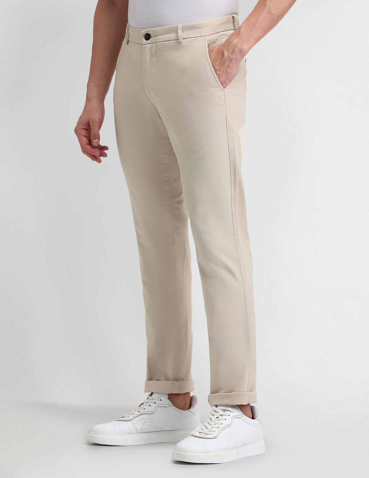 Arrow Sport Slim Fit Flat Front Trousers