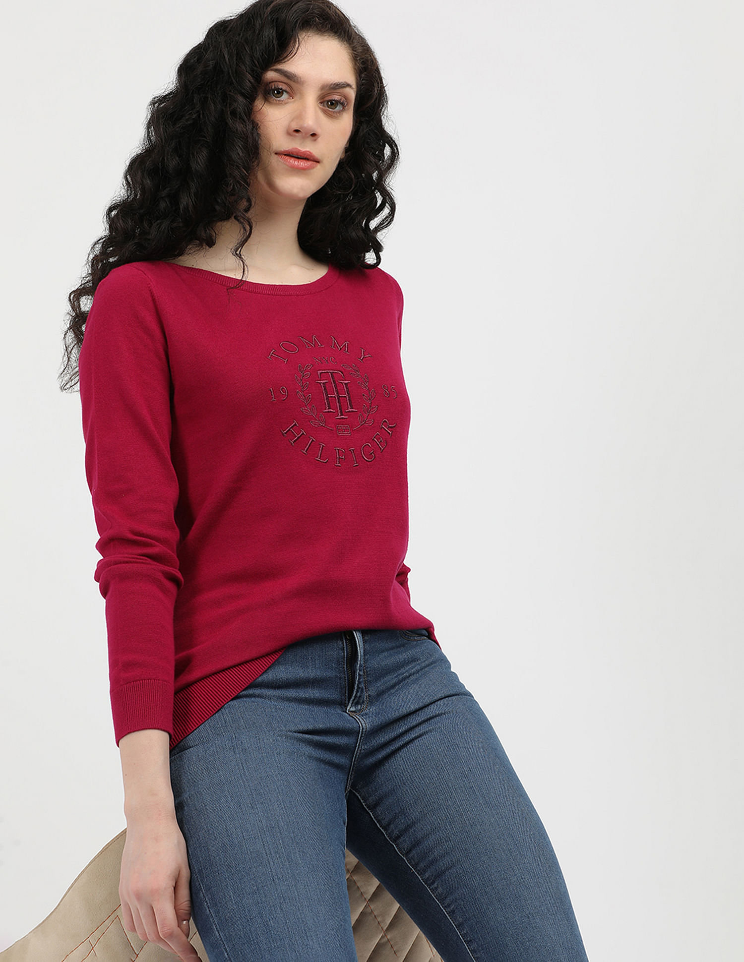 Tommy Hilfiger Boat Neck Tonal Cotton Sweatshirt