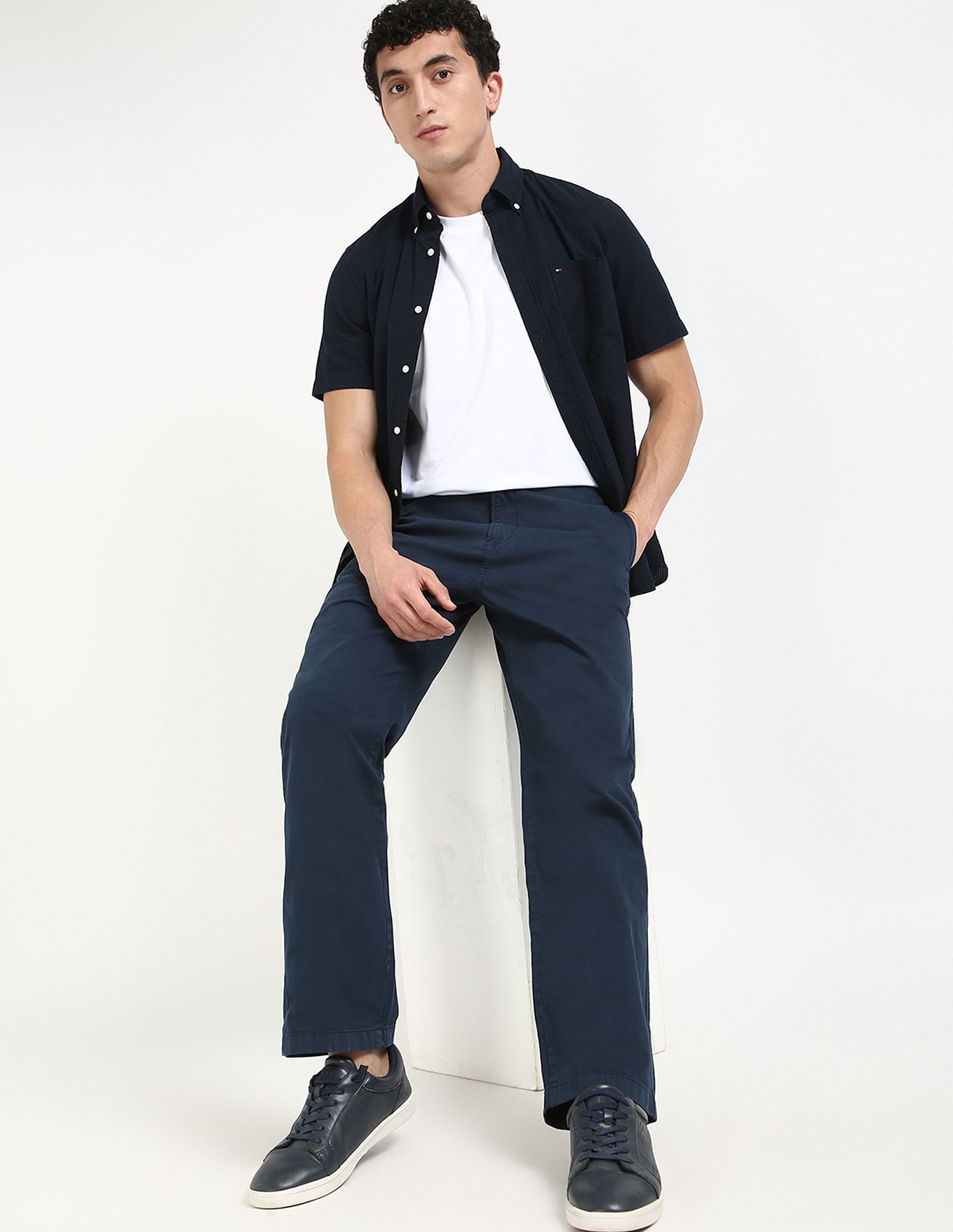 Tommy Hilfiger Kids Navy Solid Trousers for Professional Style