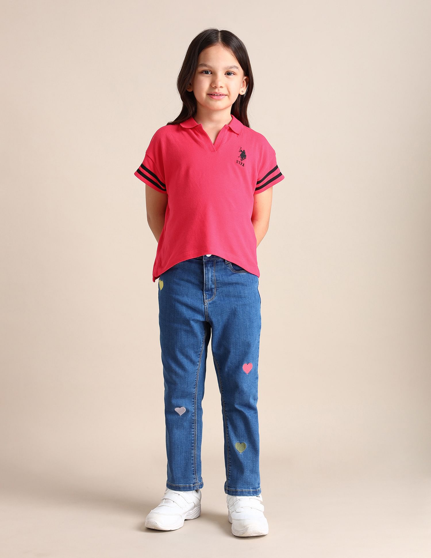 U.S. Polo Assn. Kids Girls Striped Polo Shirt