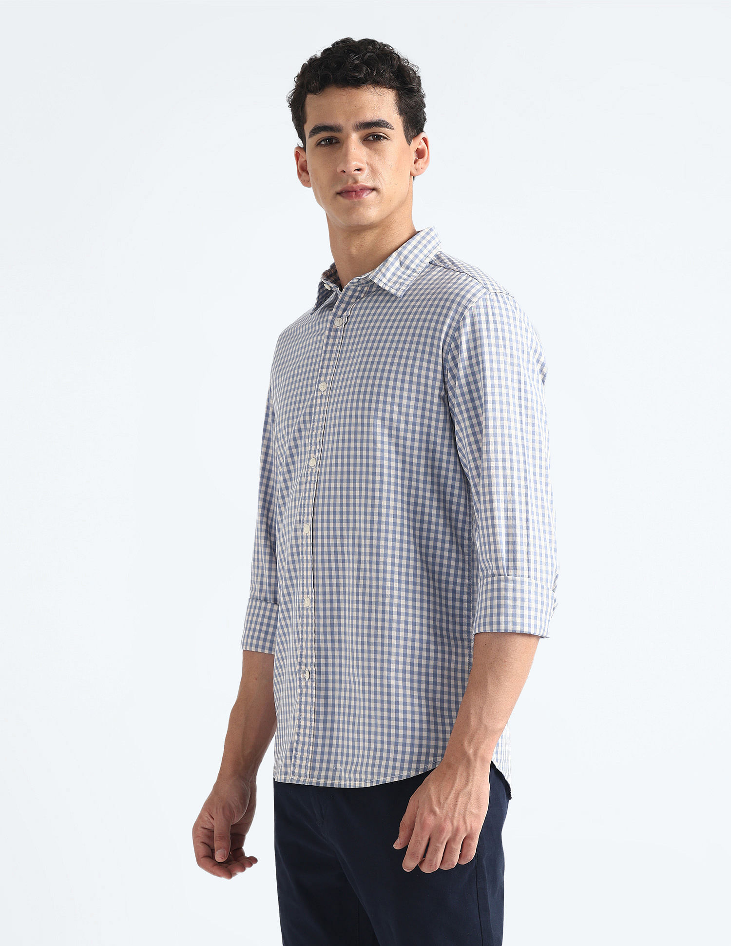 Flying Machine Gingham Check Slim Fit Shirt