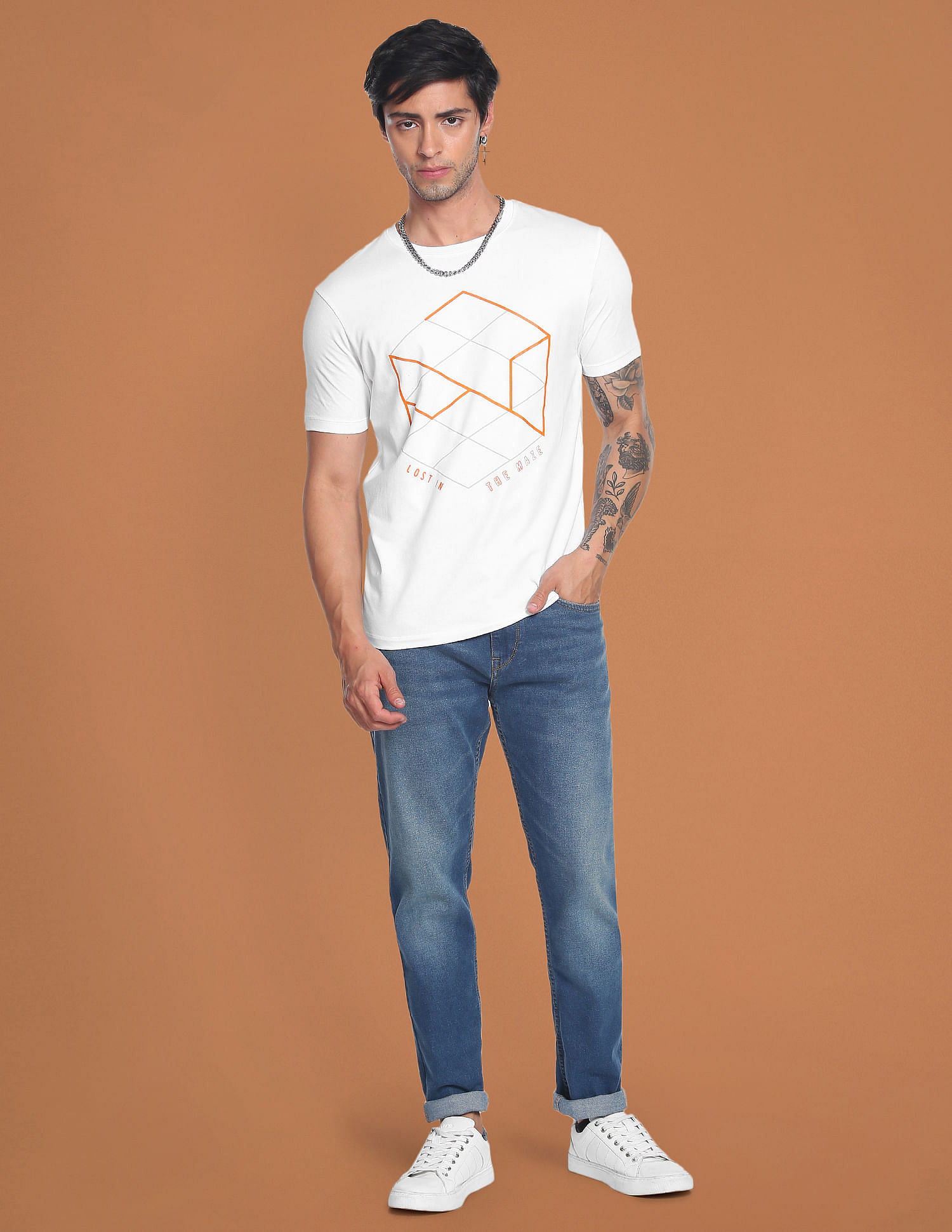Flying Machine Slim Fit Graphic Print T-Shirt