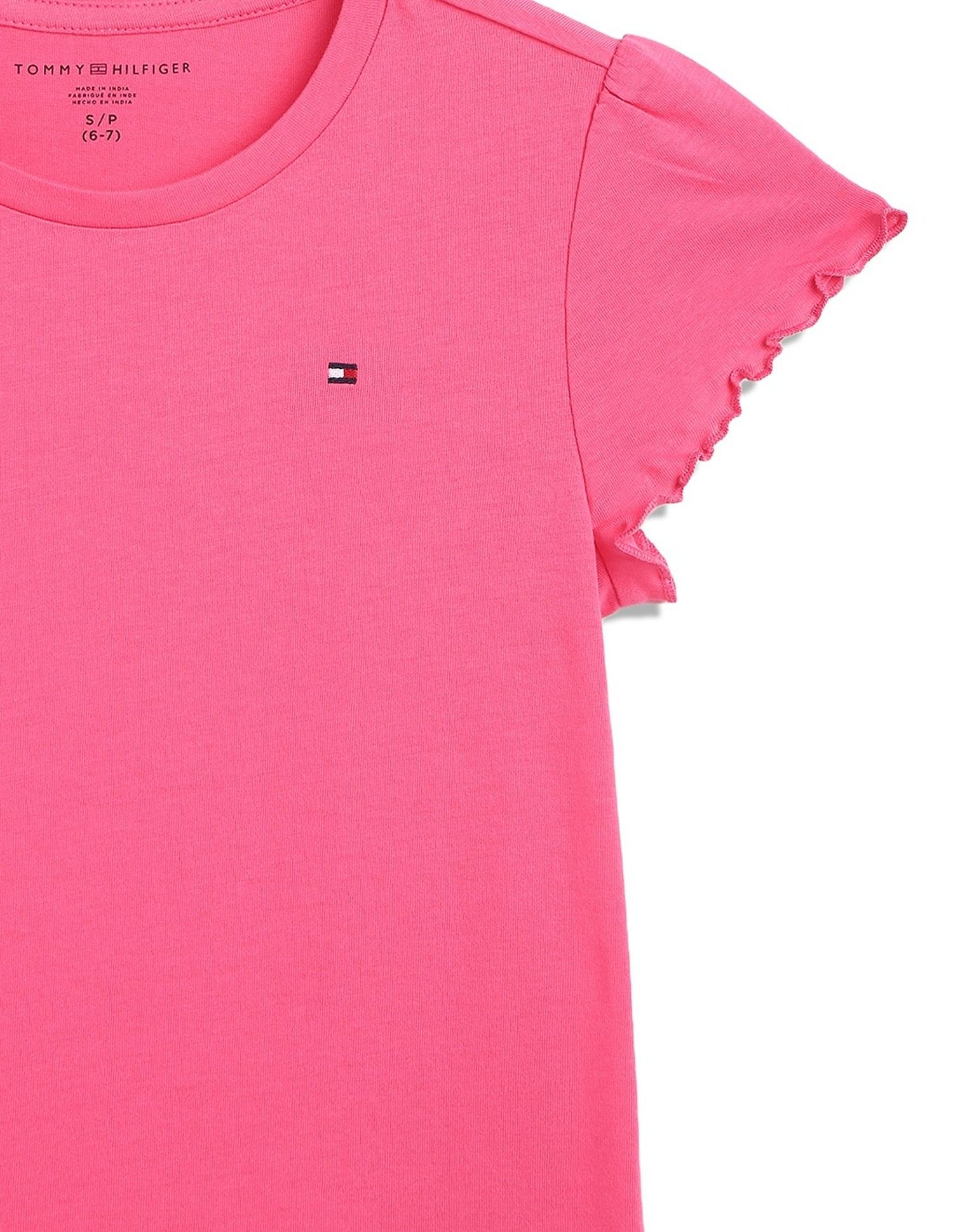 Tommy Hilfiger Kids Girls Solid Regular-Fit Cotton T-Shirt