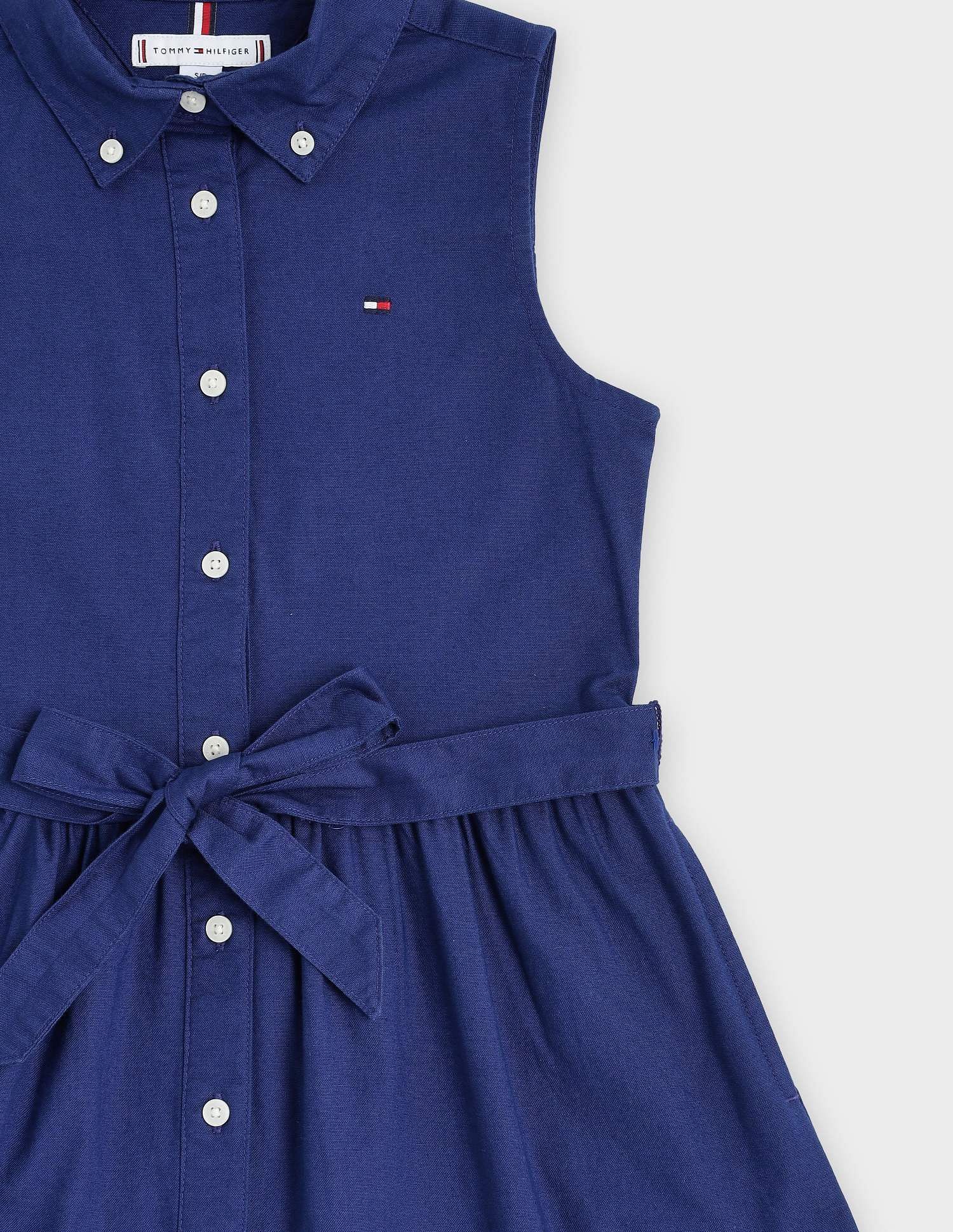 Tommy Hilfiger Kids Girls Cotton Button-Down Collar A-Line Dress