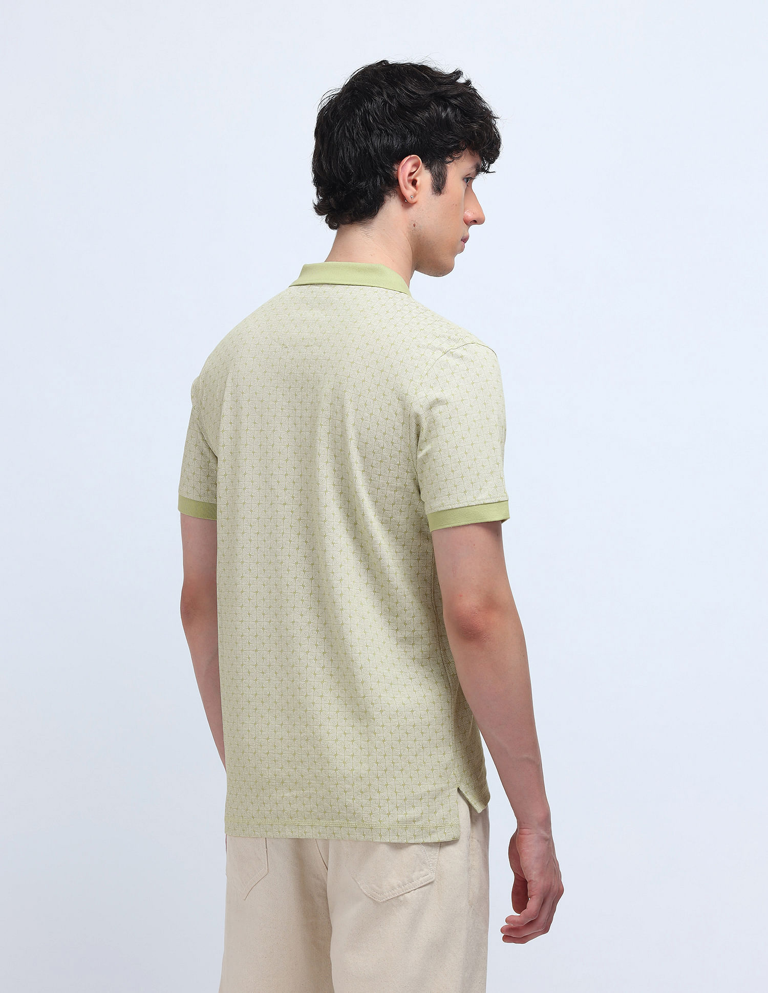 Flying Machine Cotton Geometric Printed Polo Shirt