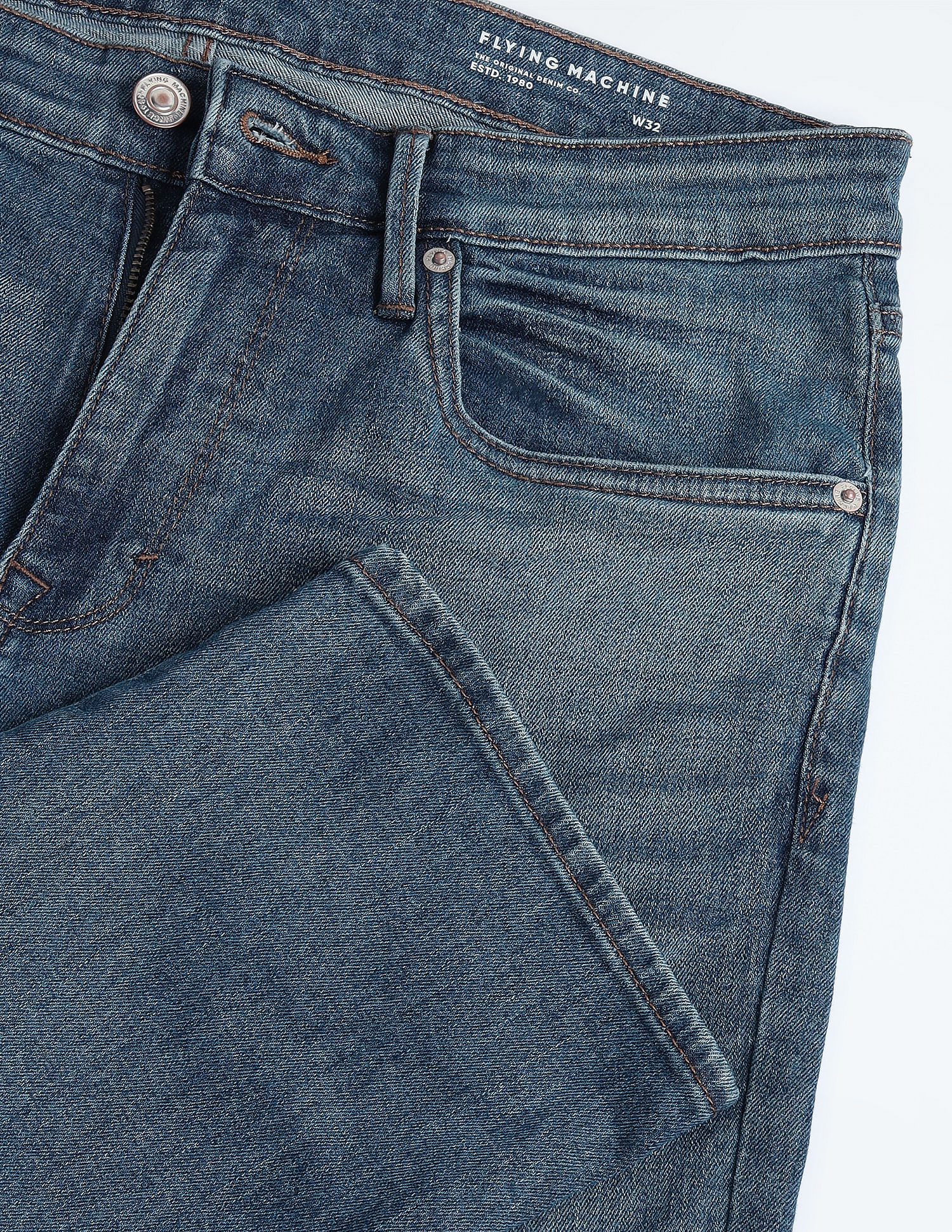 Flying Machine Freddie Slim Straight Mid Rise Jeans