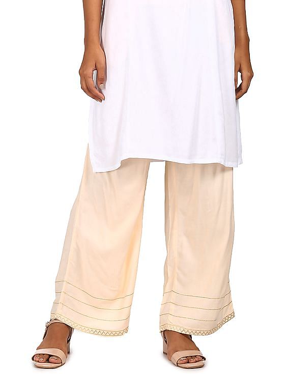 Buy GO COLORS Womens Mid Rise Solid Palazzo Pant  Shoppers Stop
