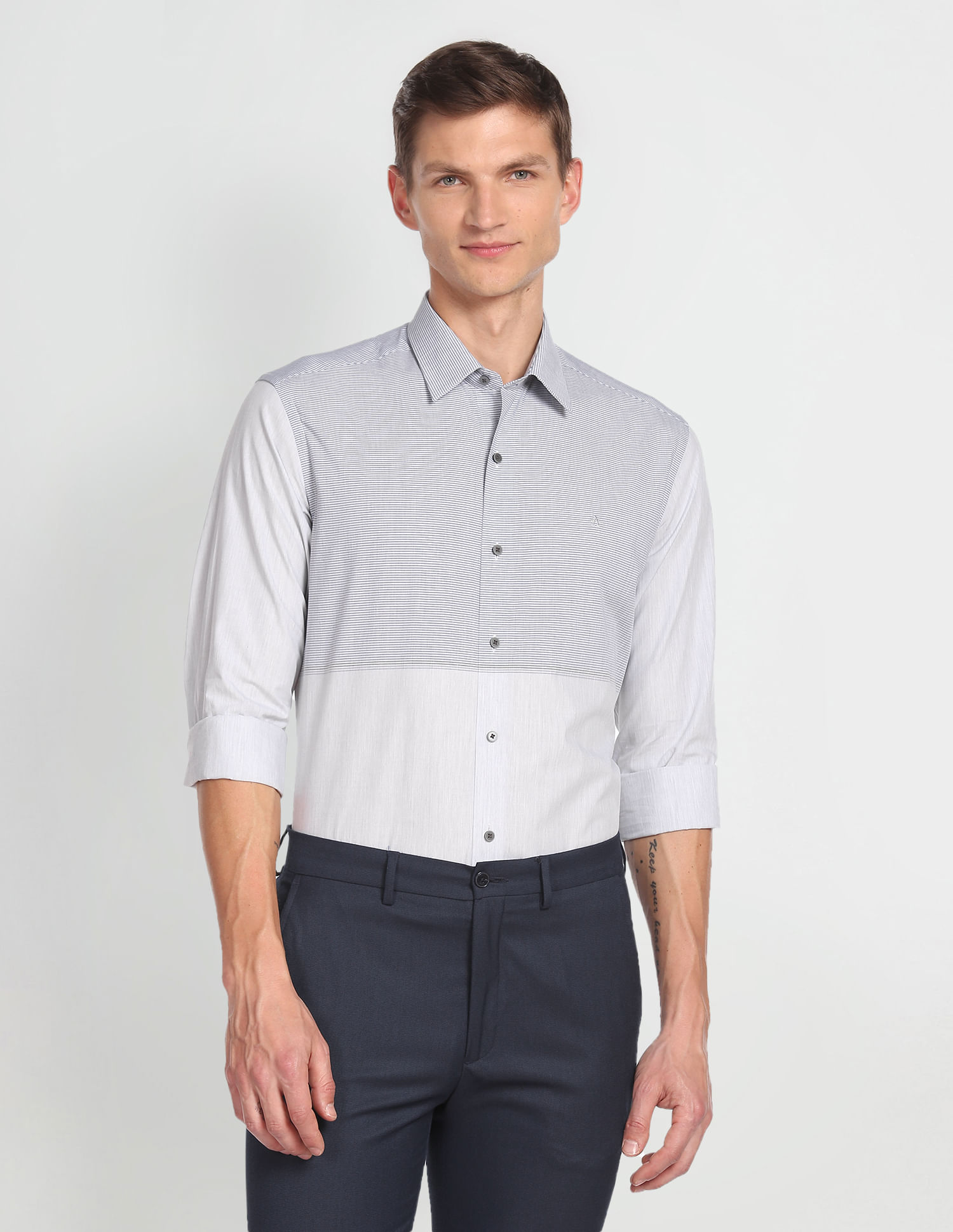 Arrow Newyork Horizontal Stripe Cotton Shirt