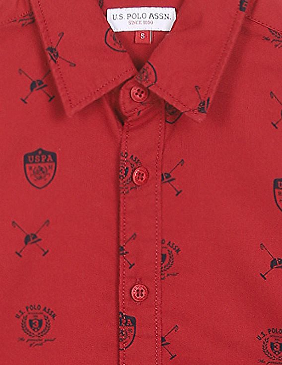 U.S. Polo Assn. Kids Boys Cotton Monogram Print Shirt