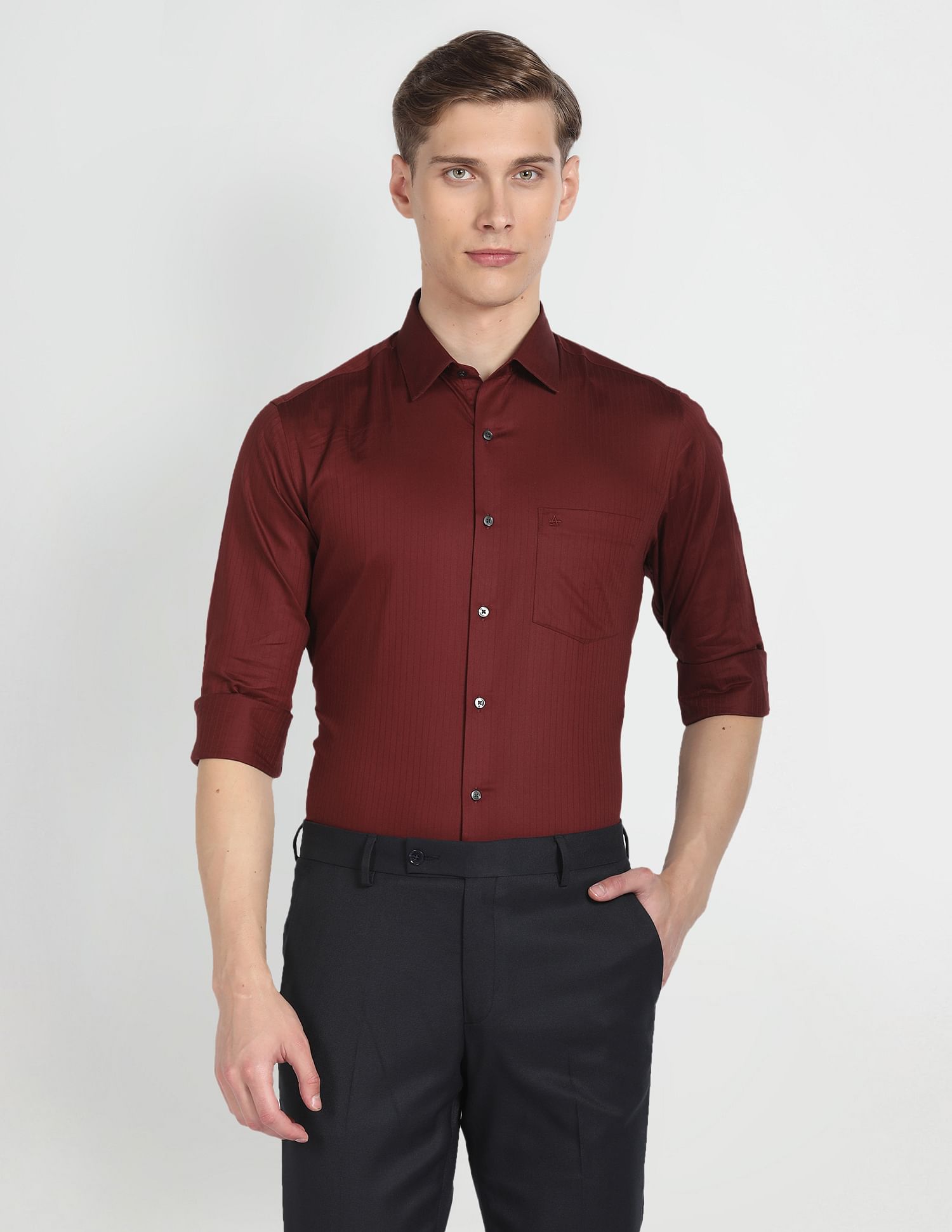 Arrow Manhattan Slim Fit Vertical Stripe Shirt