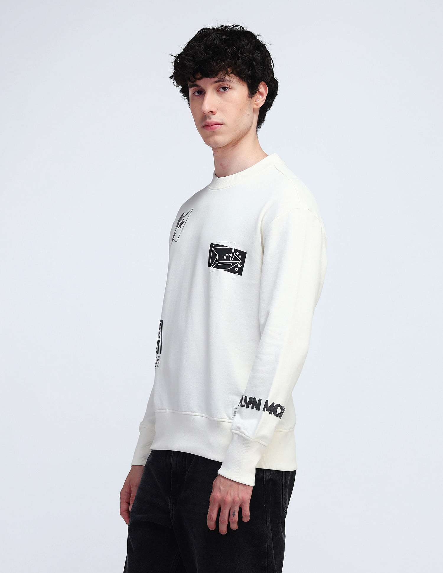 Flying Machine Relaxed Fit Printed Sweatshirt