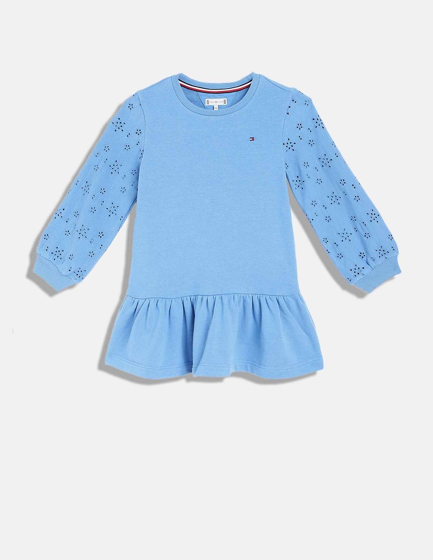 Tommy Hilfiger Kids Girls Cut-Work Relaxed-Fit Cotton Dress