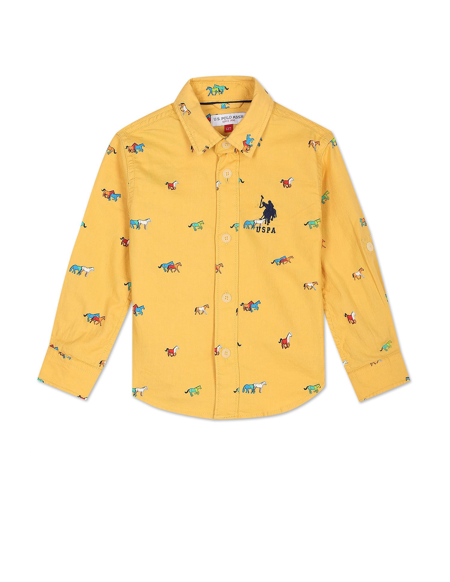 U.S. Polo Assn. Kids Boys Graphic Print Twill Shirt