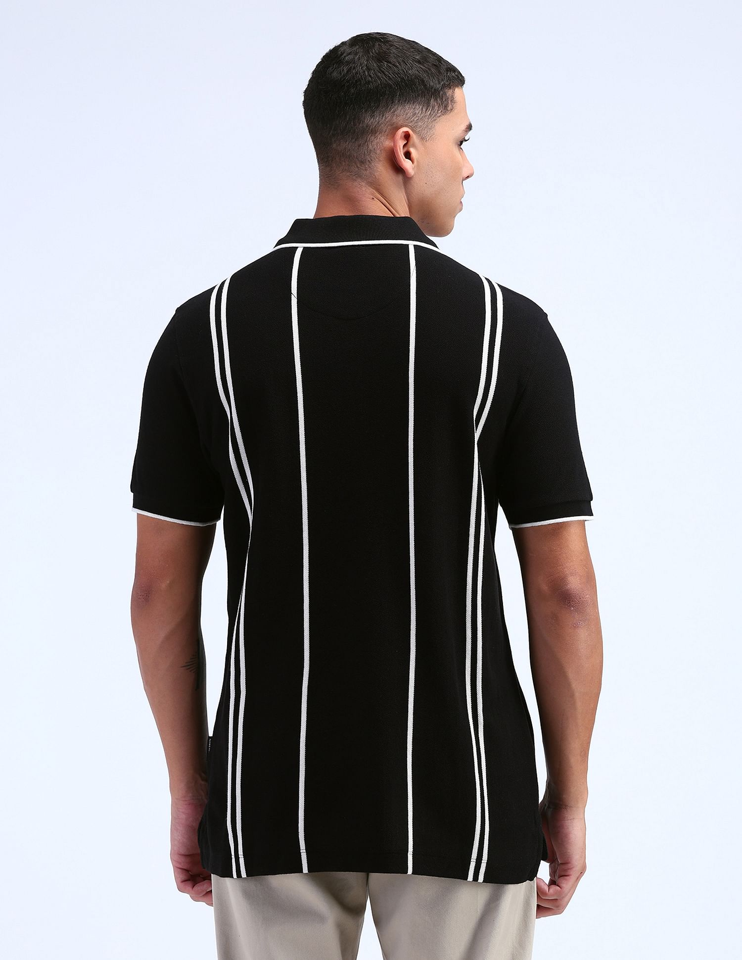 Flying Machine Vertical Striped Regular Polo Shirt