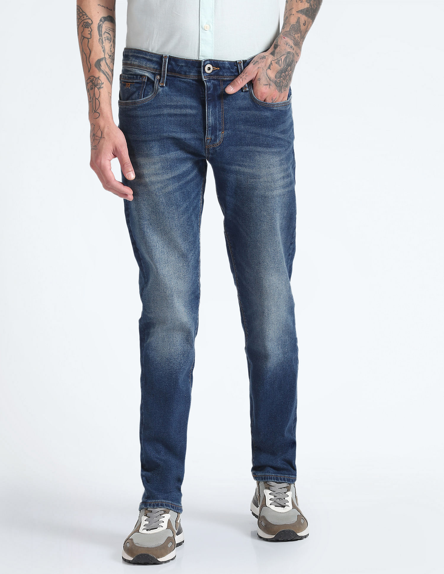 Flying Machine Slim Straight Stone Wash Jeans