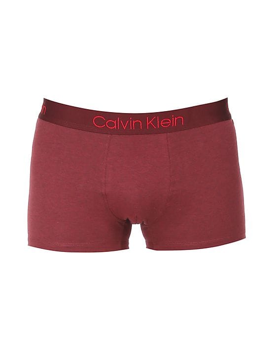 Buy Calvin Klein Underwear Men Maroon Mid Rise Heathered Trunks