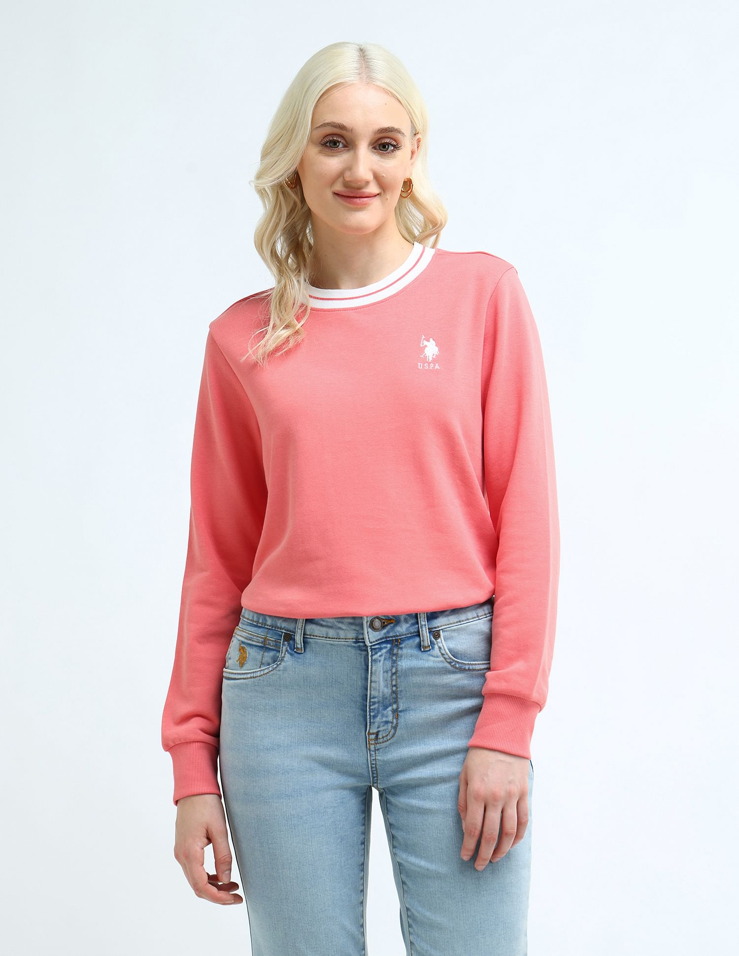 U.S. Polo Assn. Women Crew Neck Solid Sweatshirt