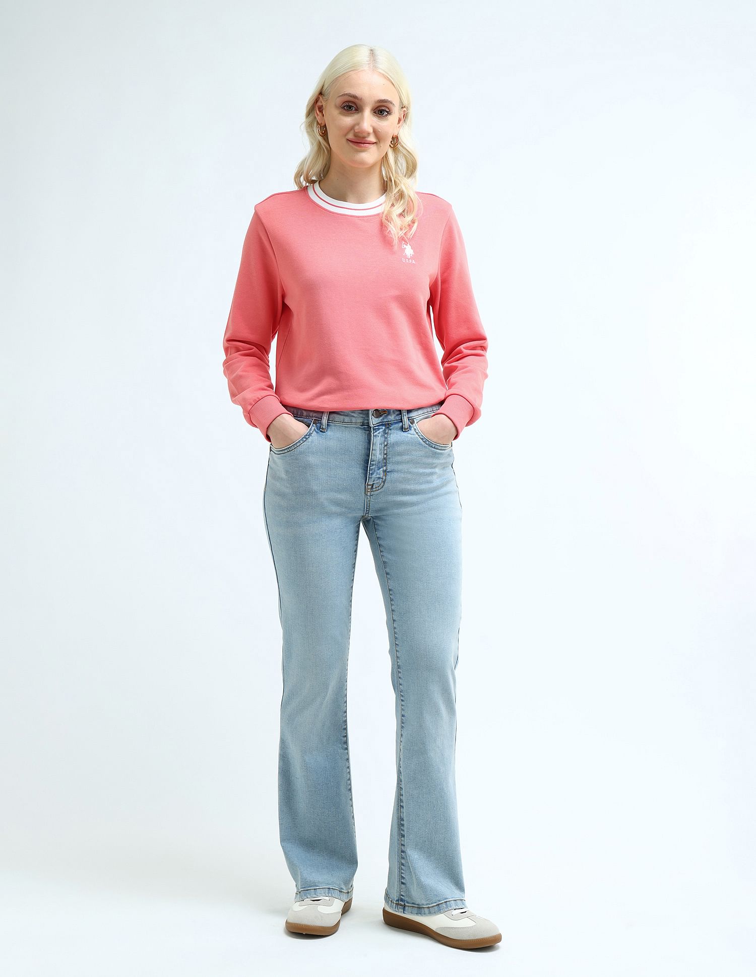 U.S. Polo Assn. Women Crew Neck Solid Sweatshirt