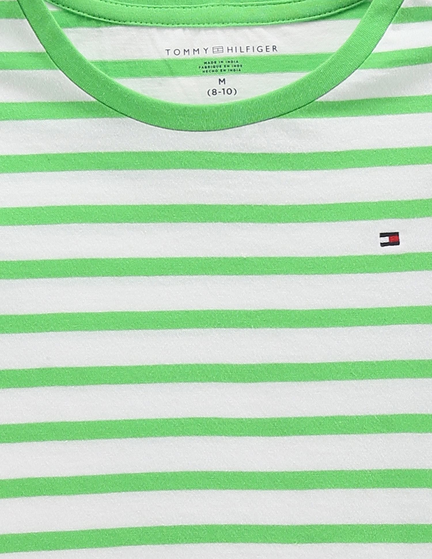 Tommy Hilfiger Kids Girls Lettuce Hem Stripe T-Shirt