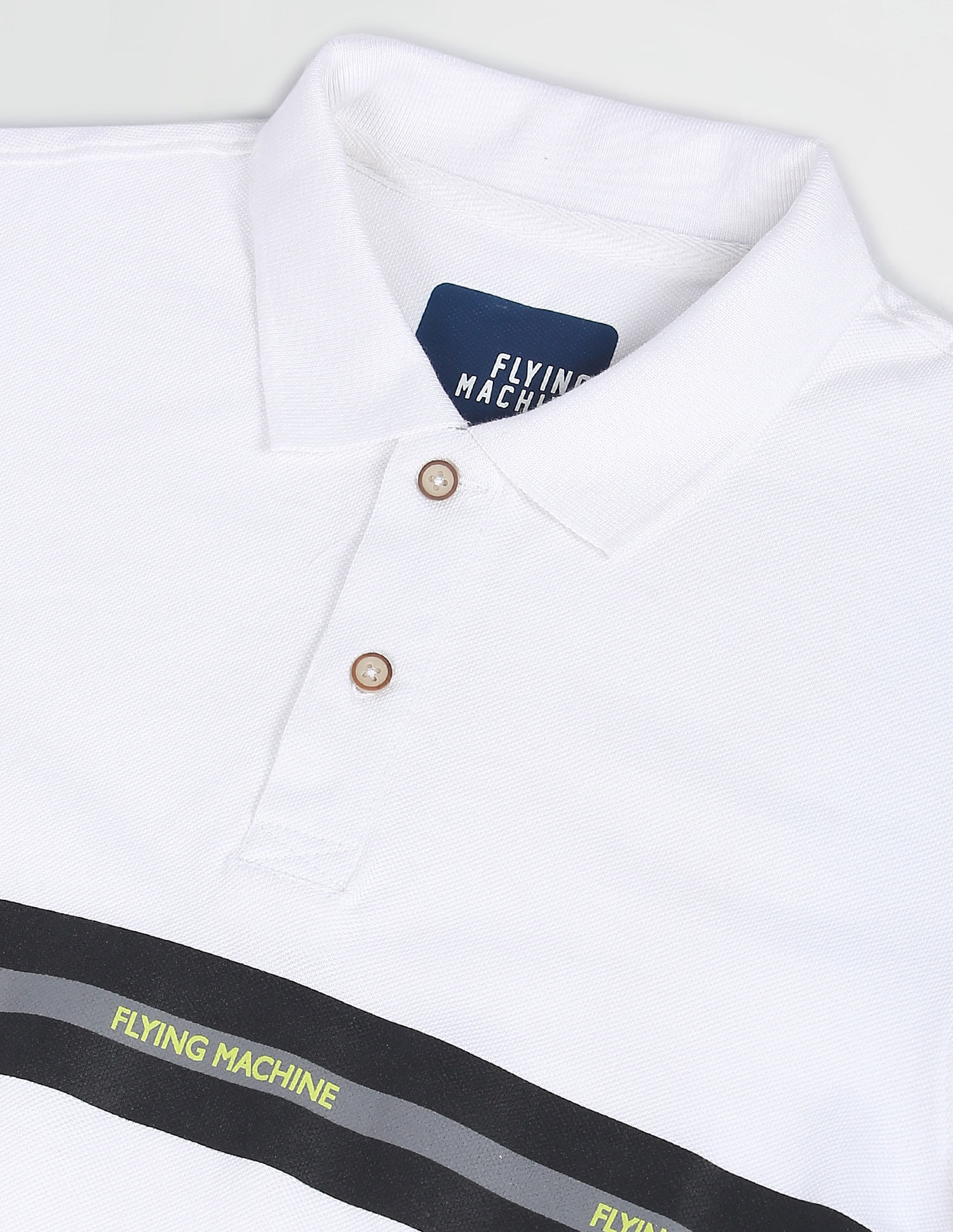 Flying Machine Horizontal Stripe Pique Cotton Polo Shirt