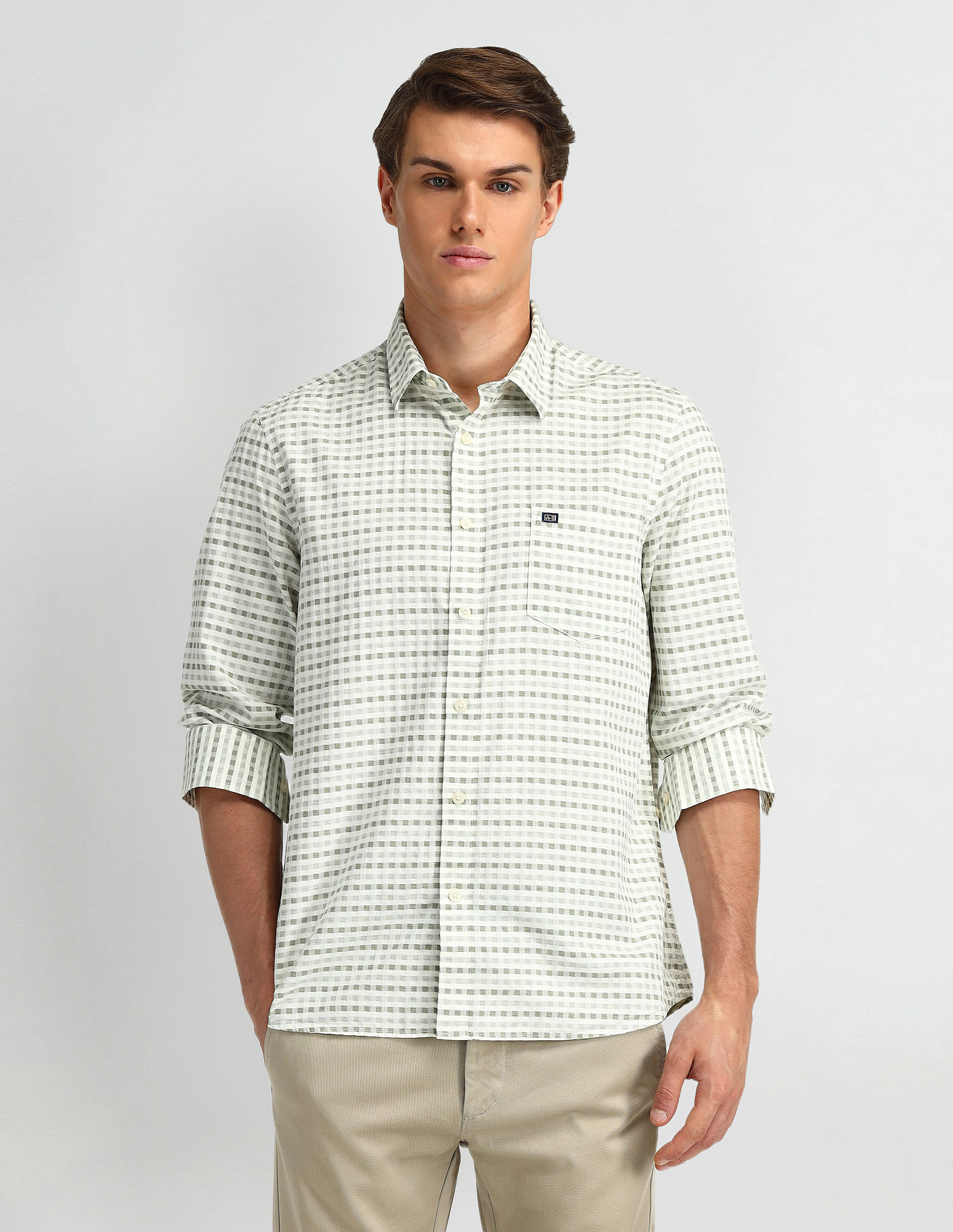 Arrow Sport Micro Checked Cotton Shirt