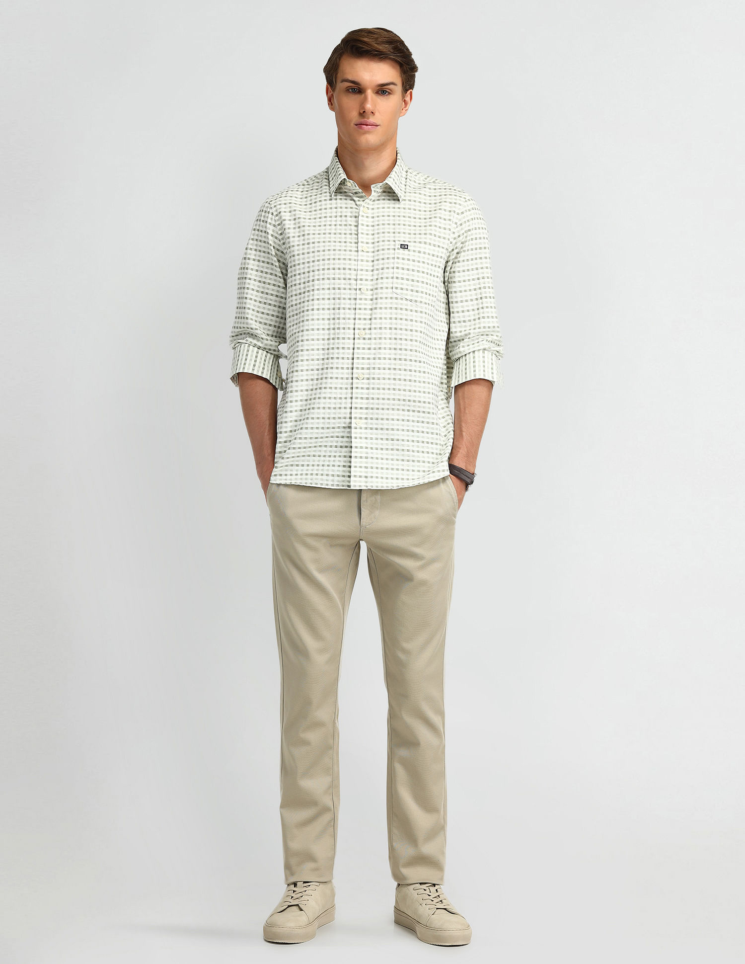 Arrow Sport Micro Checked Cotton Shirt