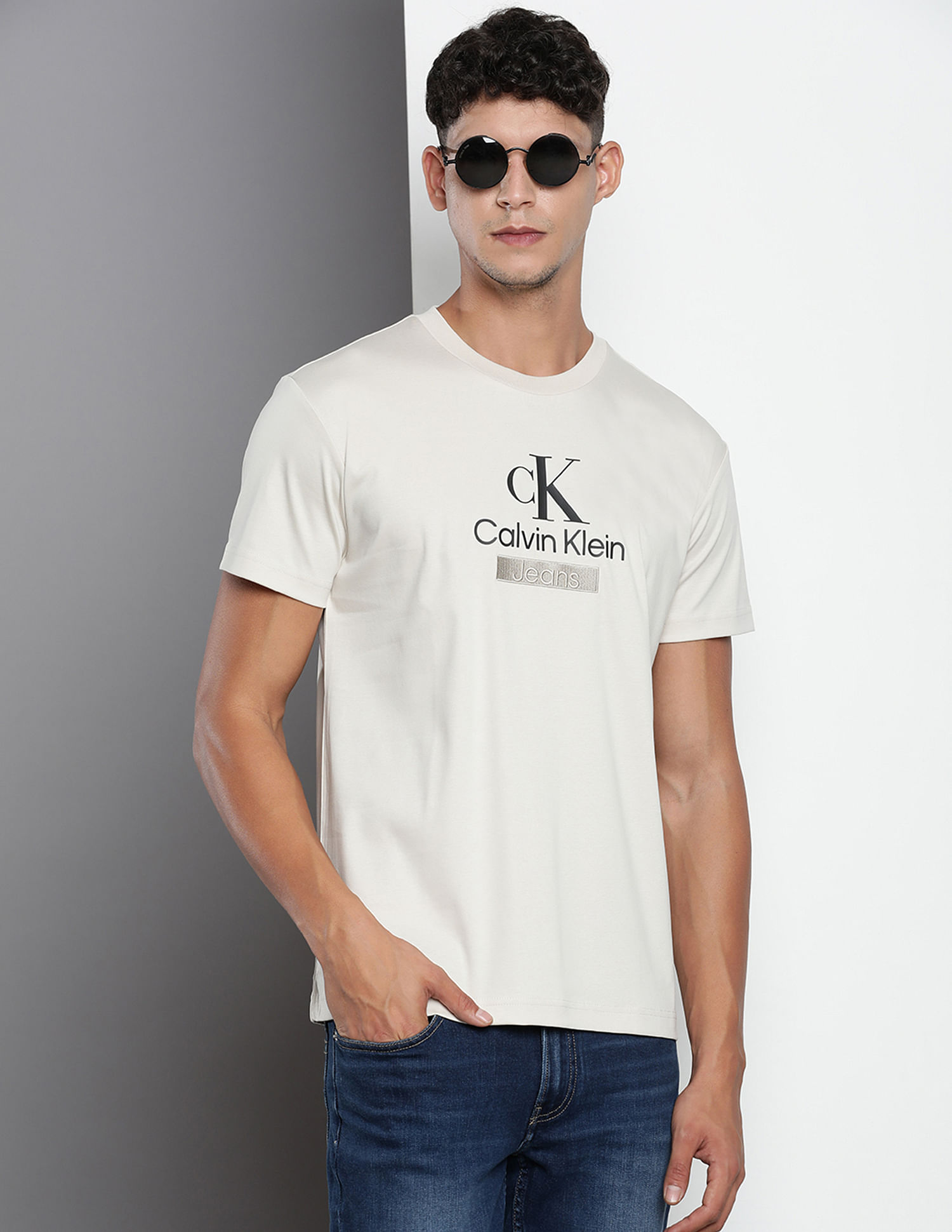 Buy Calvin Klein Brand Print Monogram Seasonal T-Shirt - NNNOW.com