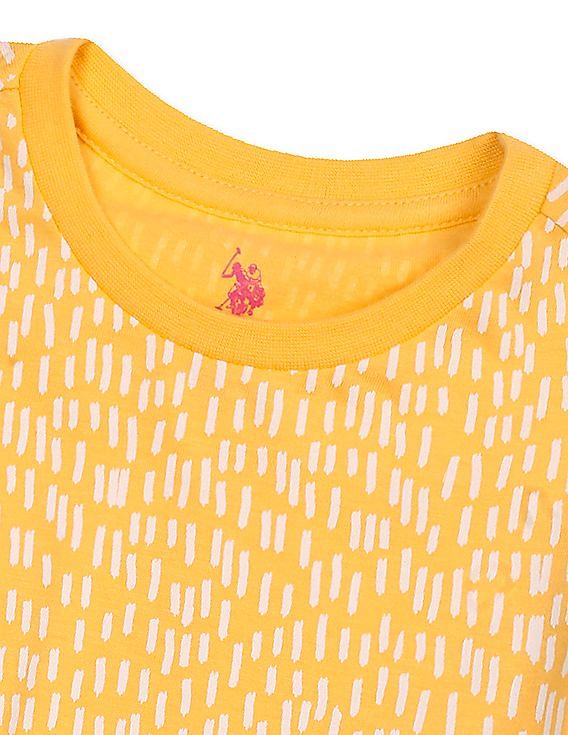 U.S. Polo Assn. Kids Girls Assorted Round Neck Printed T-Shirt - Pack Of 2