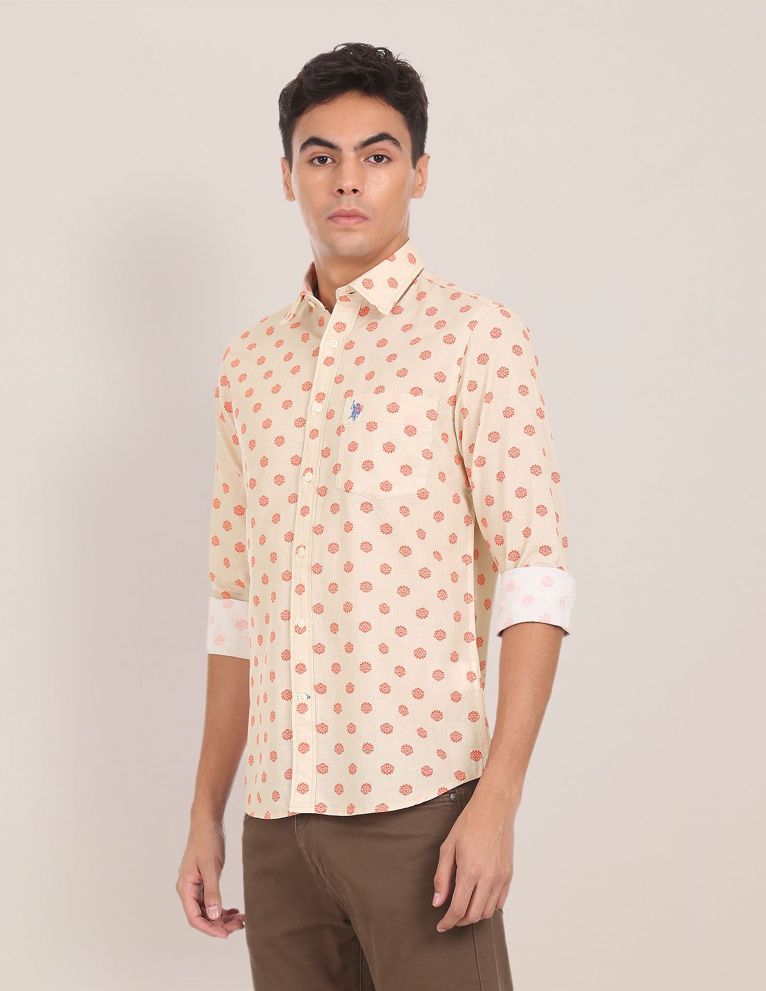 U.S. Polo Assn. Spread Collar Printed Casual Shirt