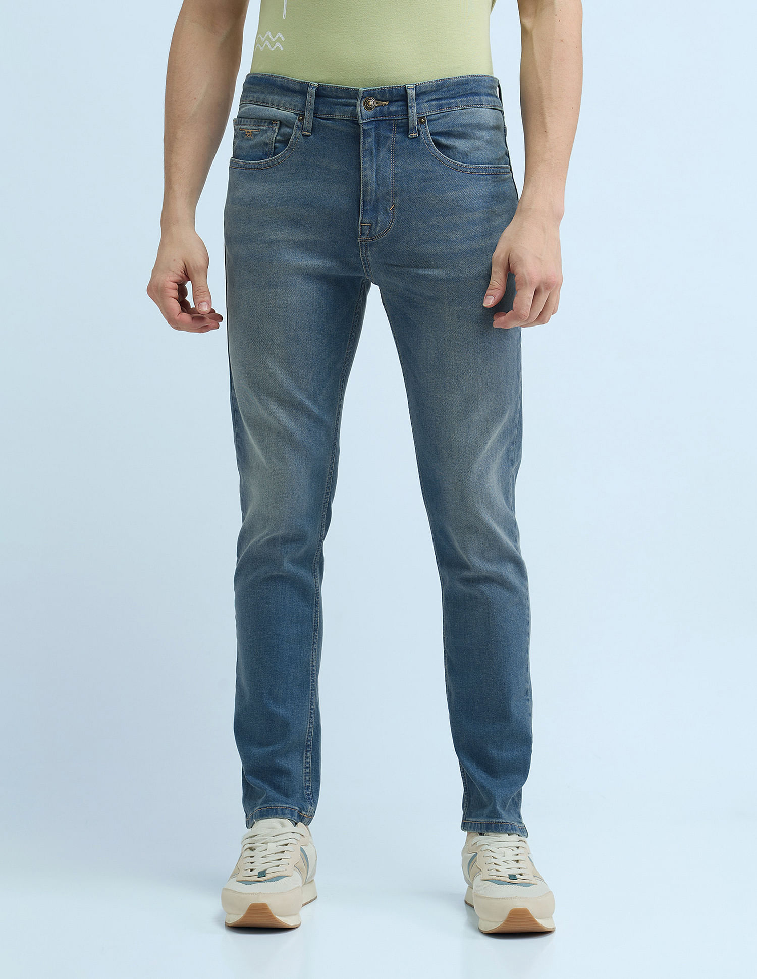 Flying Machine Slash Slim Tapered Washed Jeans