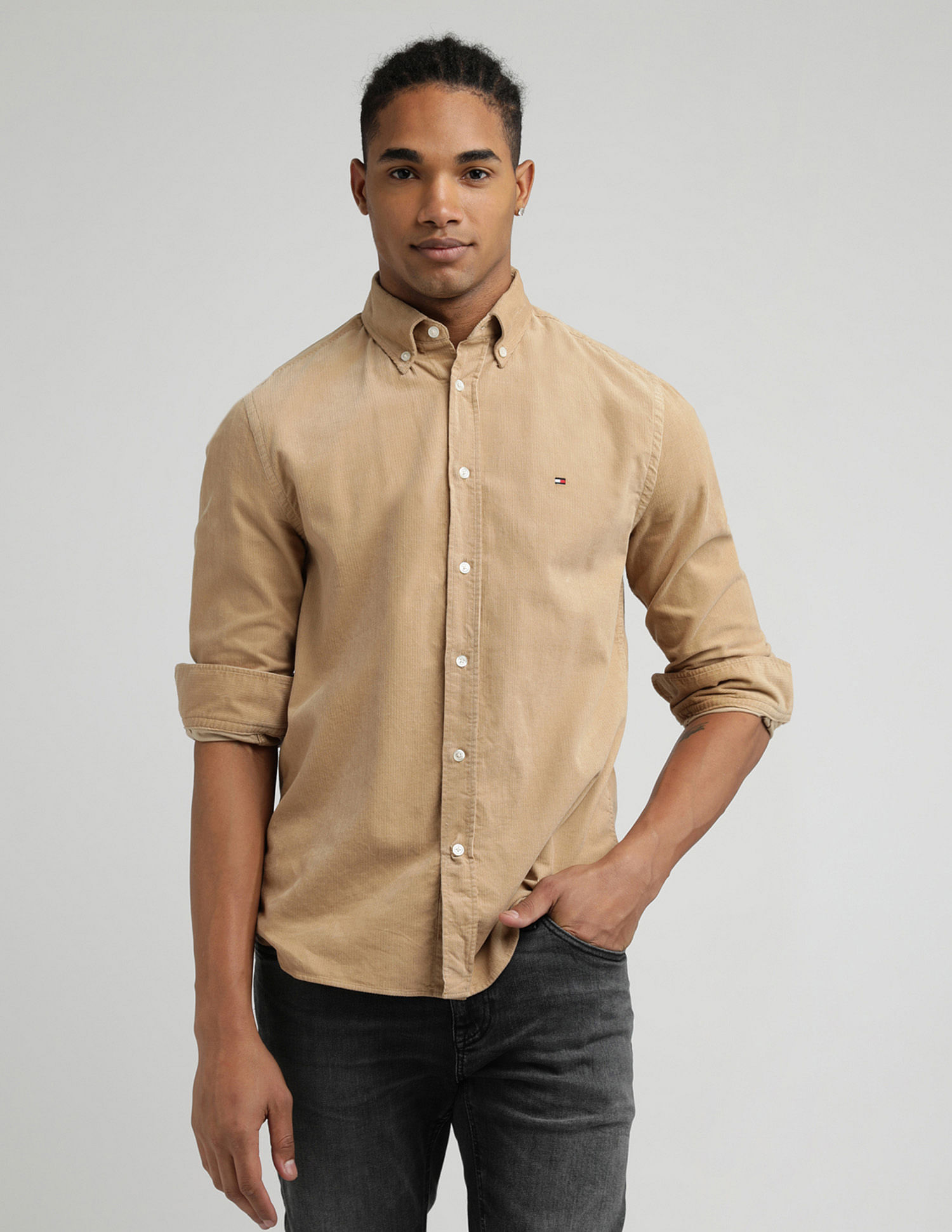 Tommy Hilfiger Solid Corduroy Regular Fit  Shirt