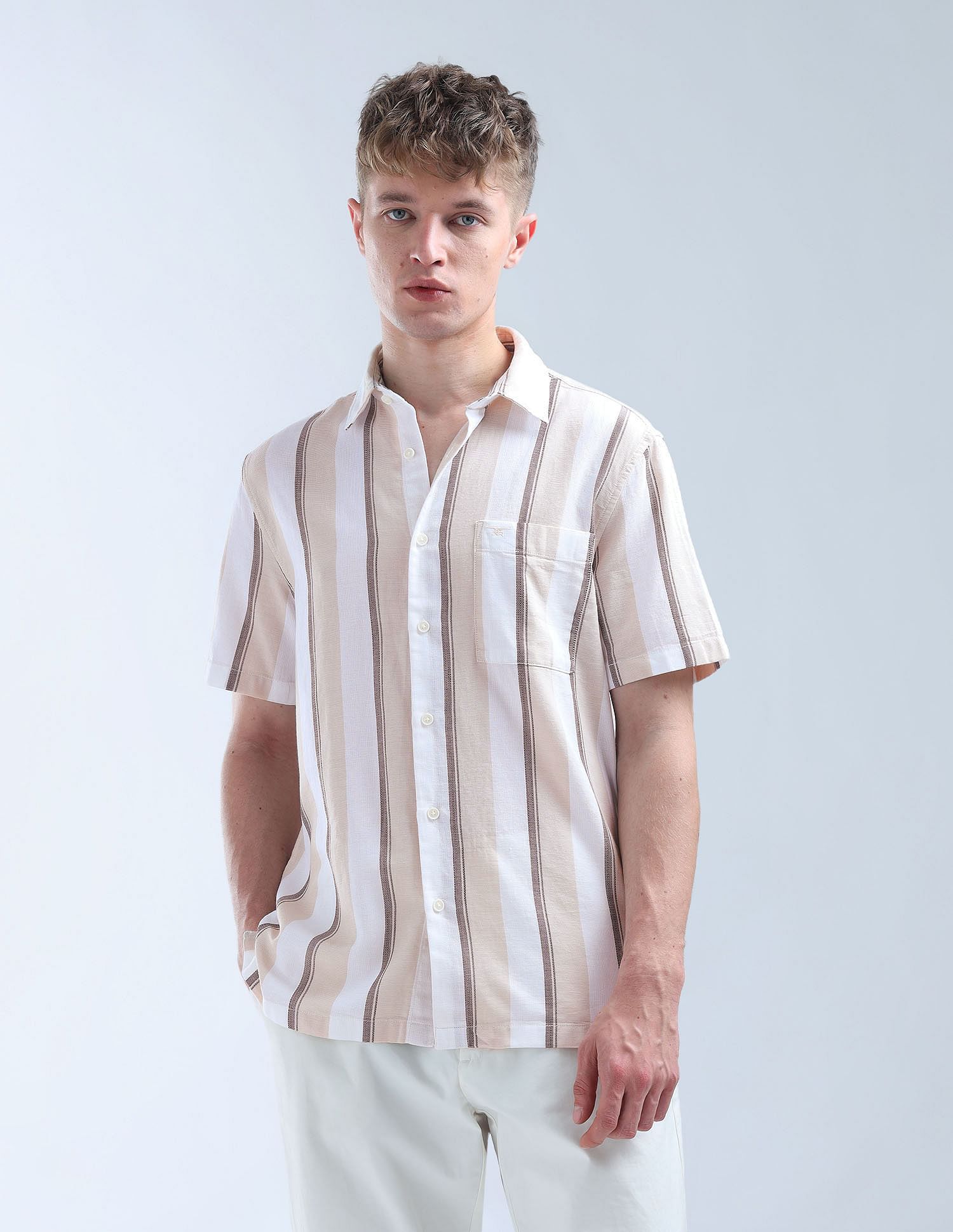 Flying Machine Vertical Striped Color Of Home Shirt
