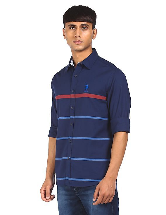 Men's Cleveland Indians Navy Horizontal 2-Stripe Polo