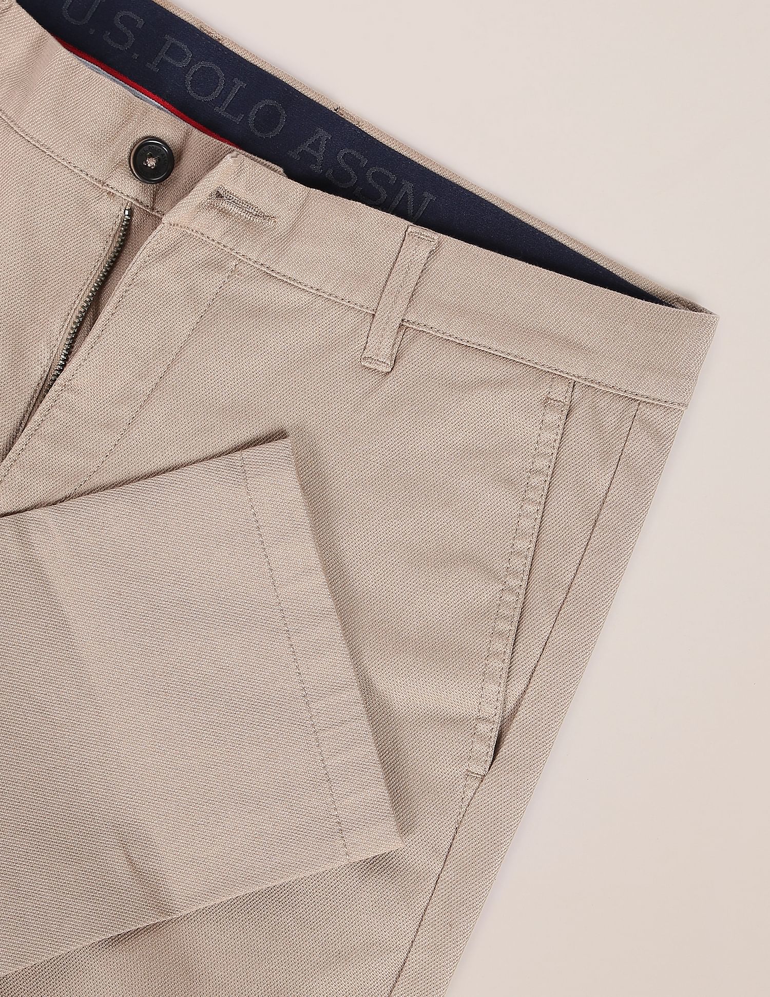 U.S. Polo Assn. Mid Rise Solid Austin Trim Fit Casual Trousers