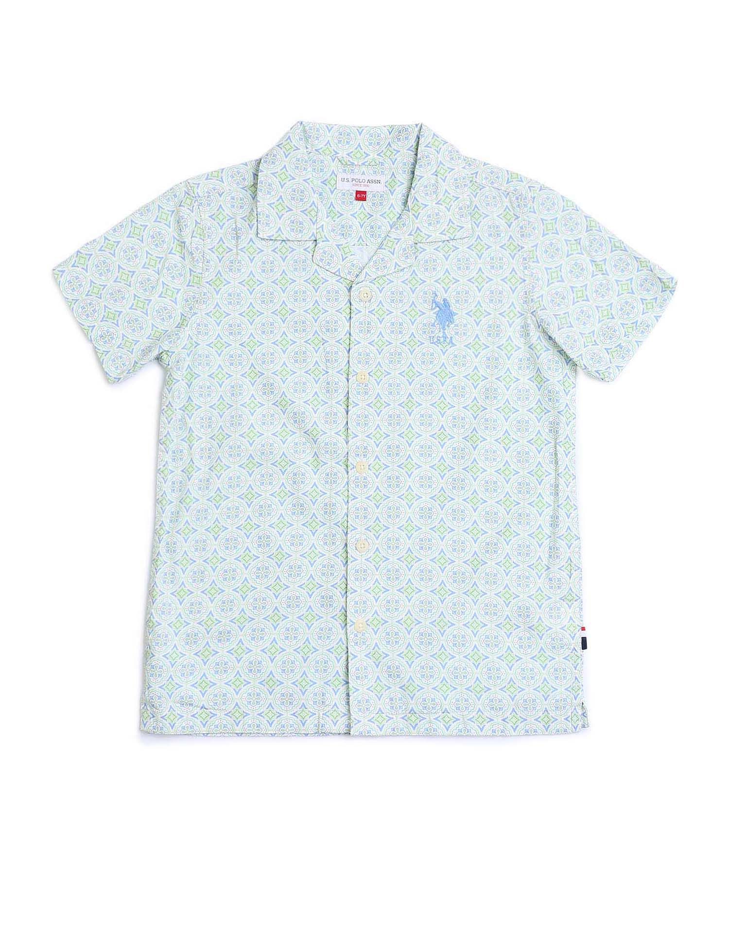 U.S. Polo Assn. Kids Boys Geometric Printed Regular Fit Shirt