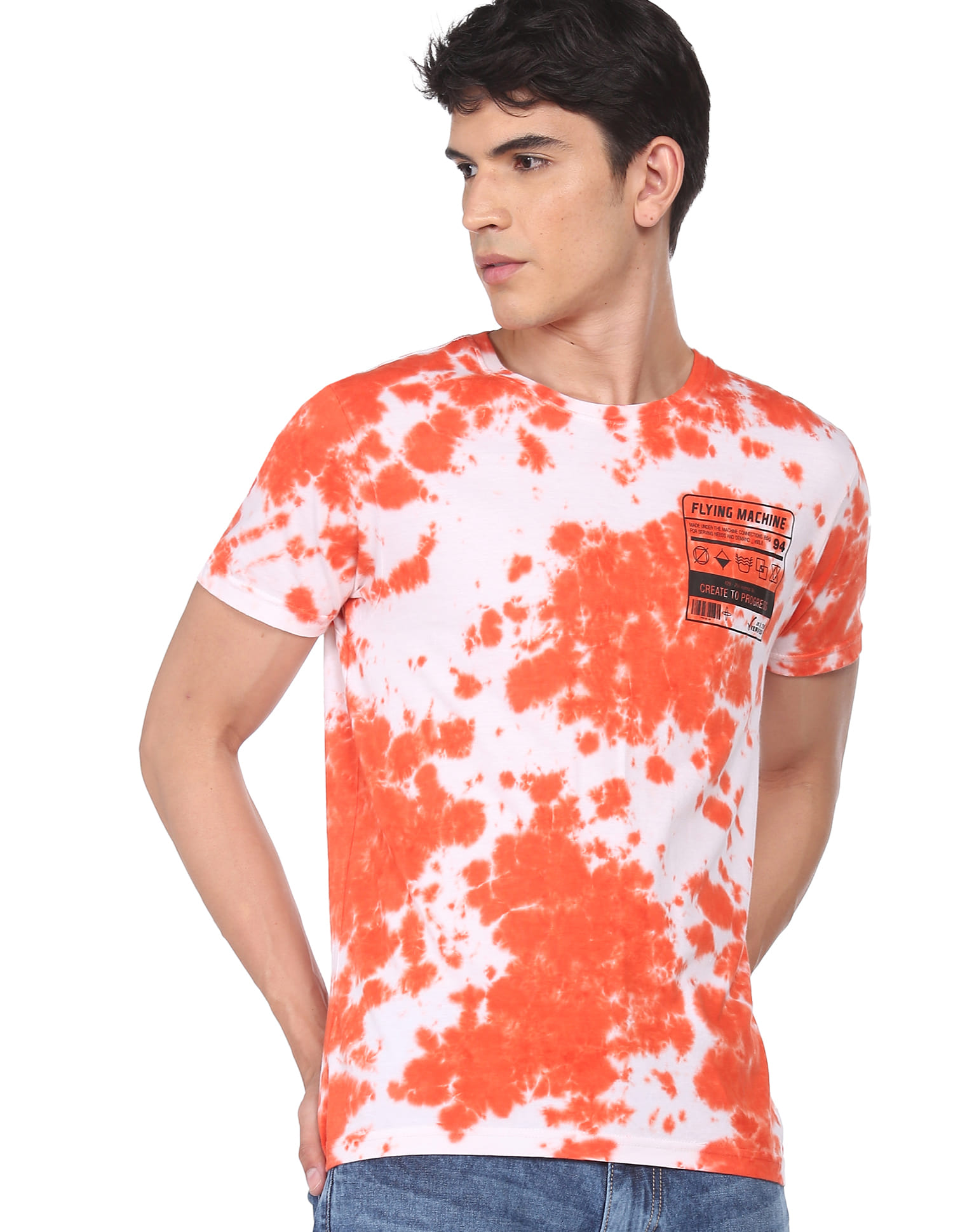 Buy Flying Machine Crew Neck Tie Dye Print T-shirt