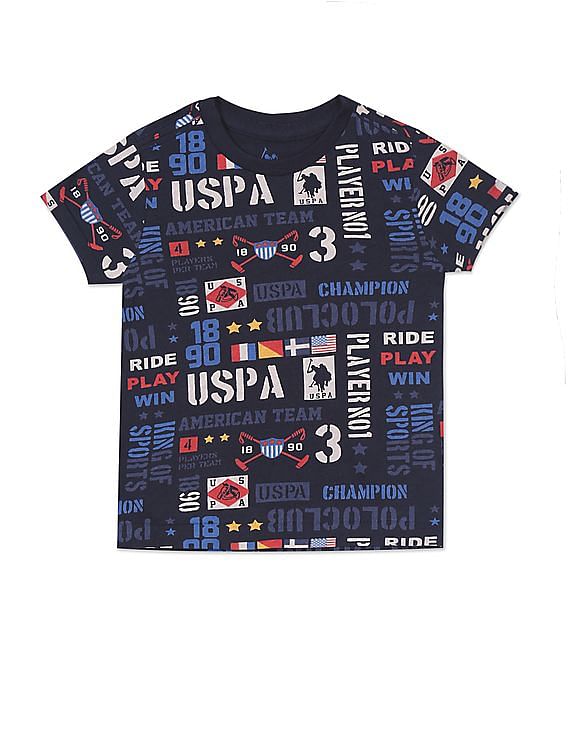 U.S. Polo Assn. Kids Crew Neck Brand Print T-Shirt
