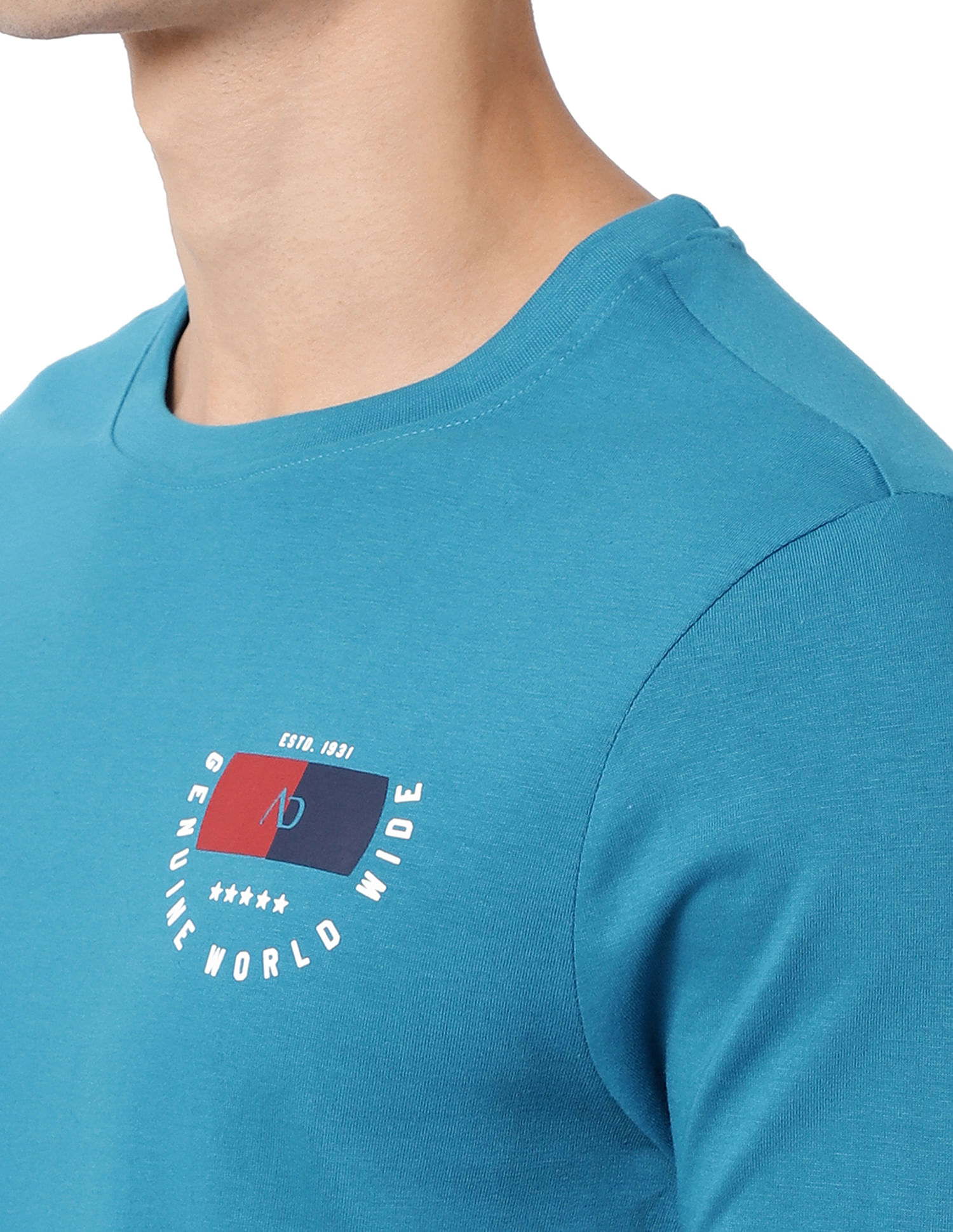 AD by Arvind Crew Neck Solid Cotton T-Shirt